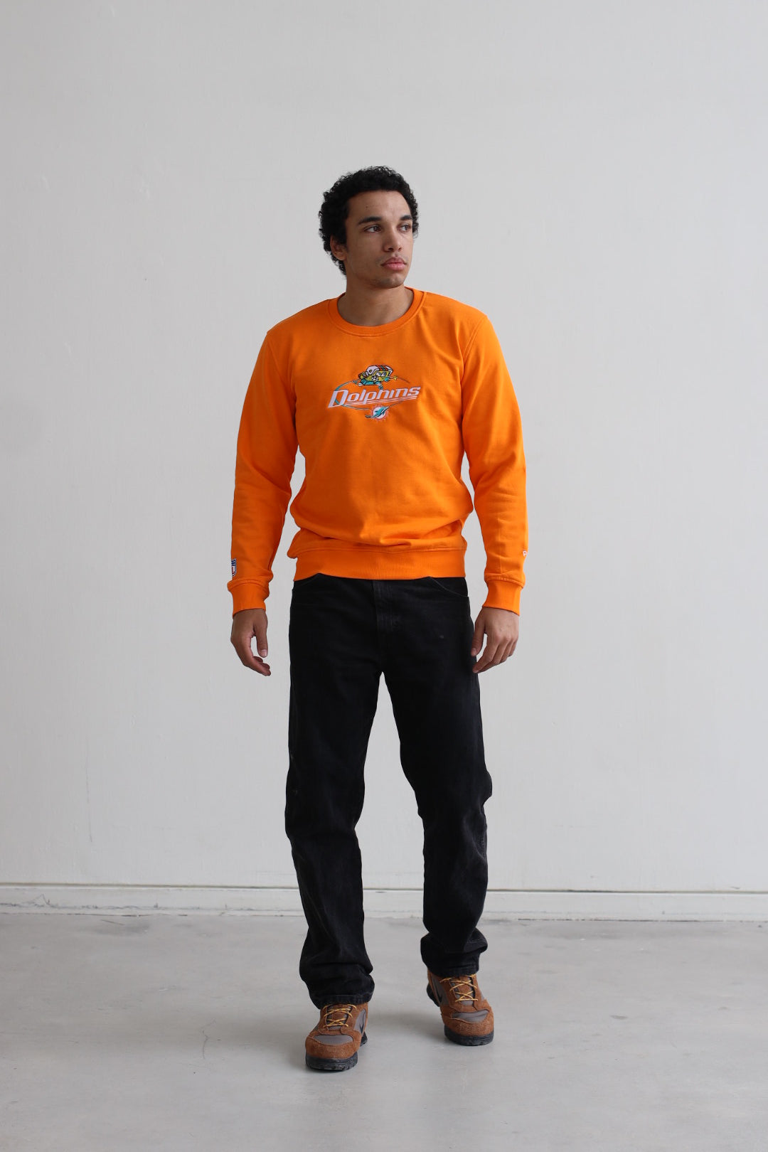 Miami Dolphins Spongebob Rush Embroidered Crewneck - Orange