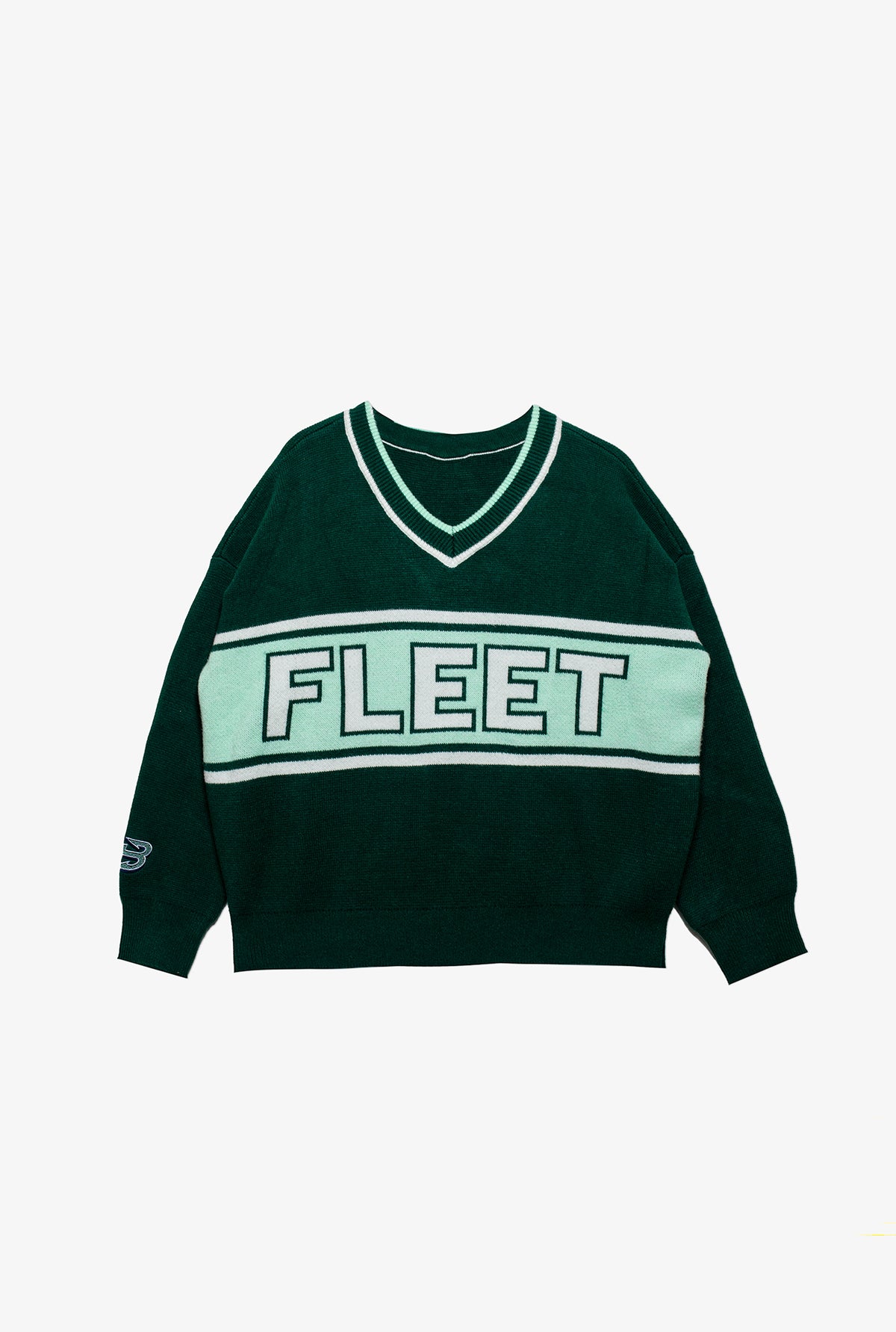 Boston Fleet Womens V-Neck Knit Sweater - Forest Green
