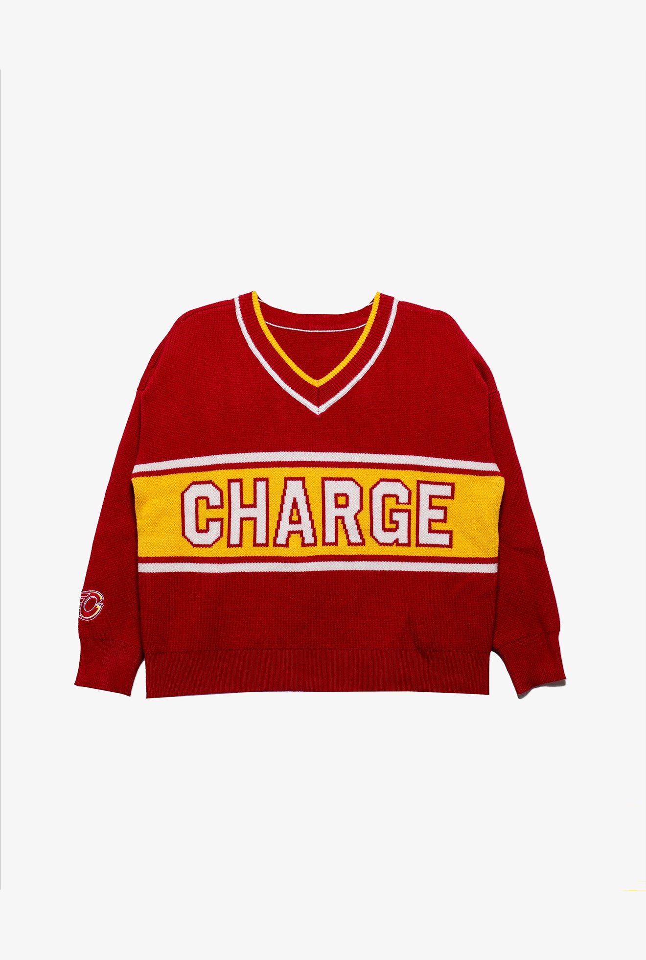 Ottawa Charge Womens V-Neck Knit Sweater - Red