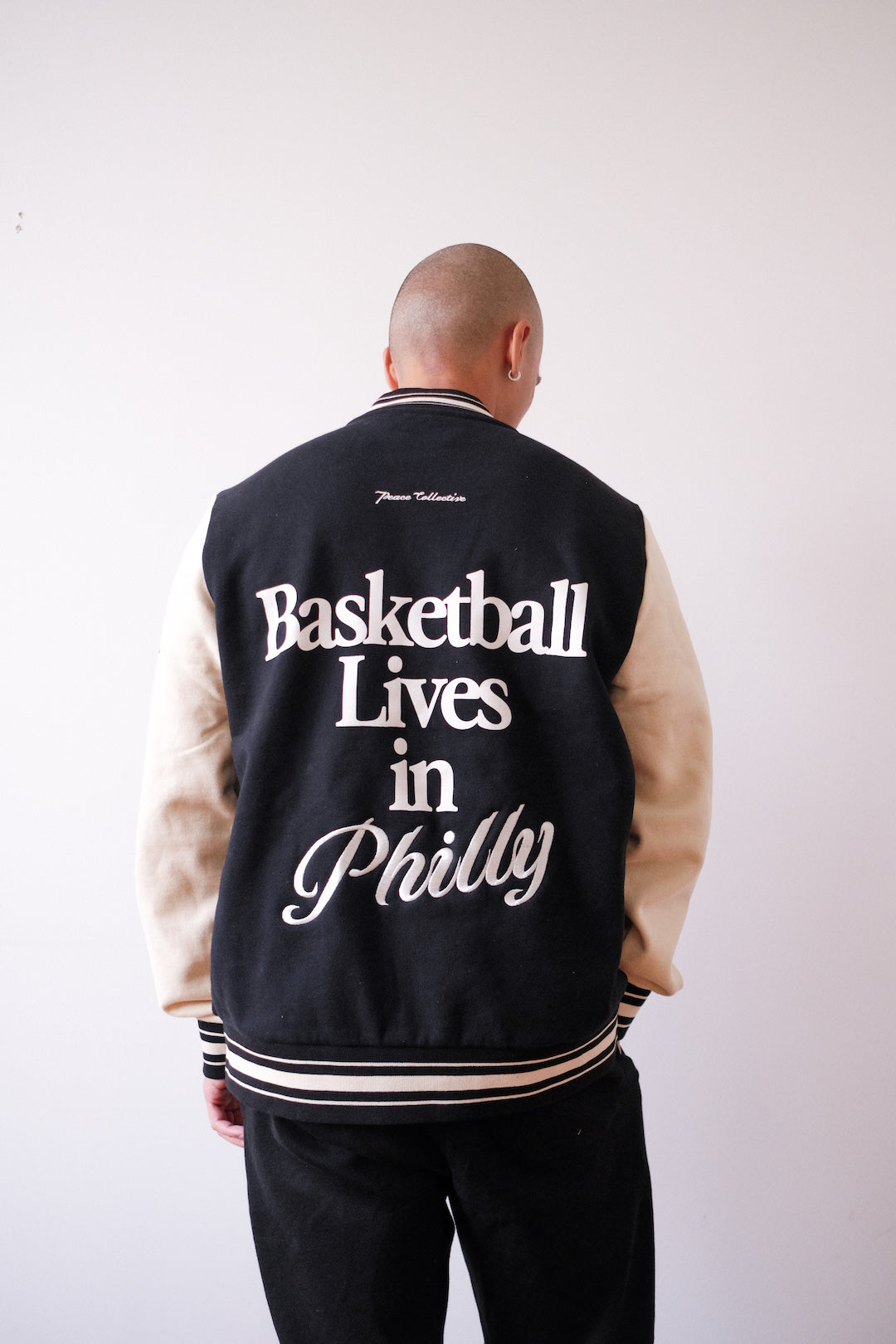 Basketball Lives in Philly Letterman Jacket - Black/Cream