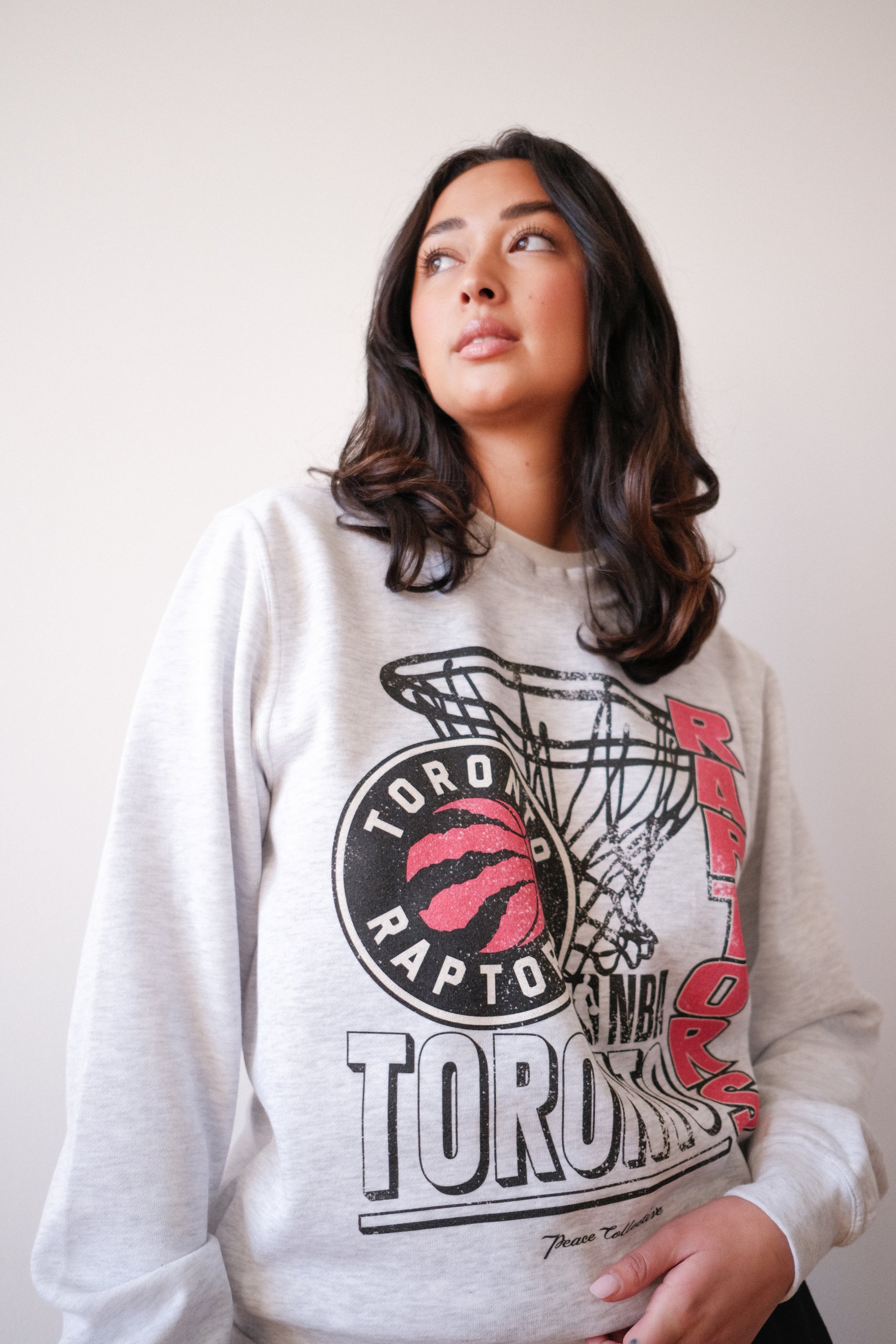 Toronto Raptors Basketball Net Crewneck - Ash