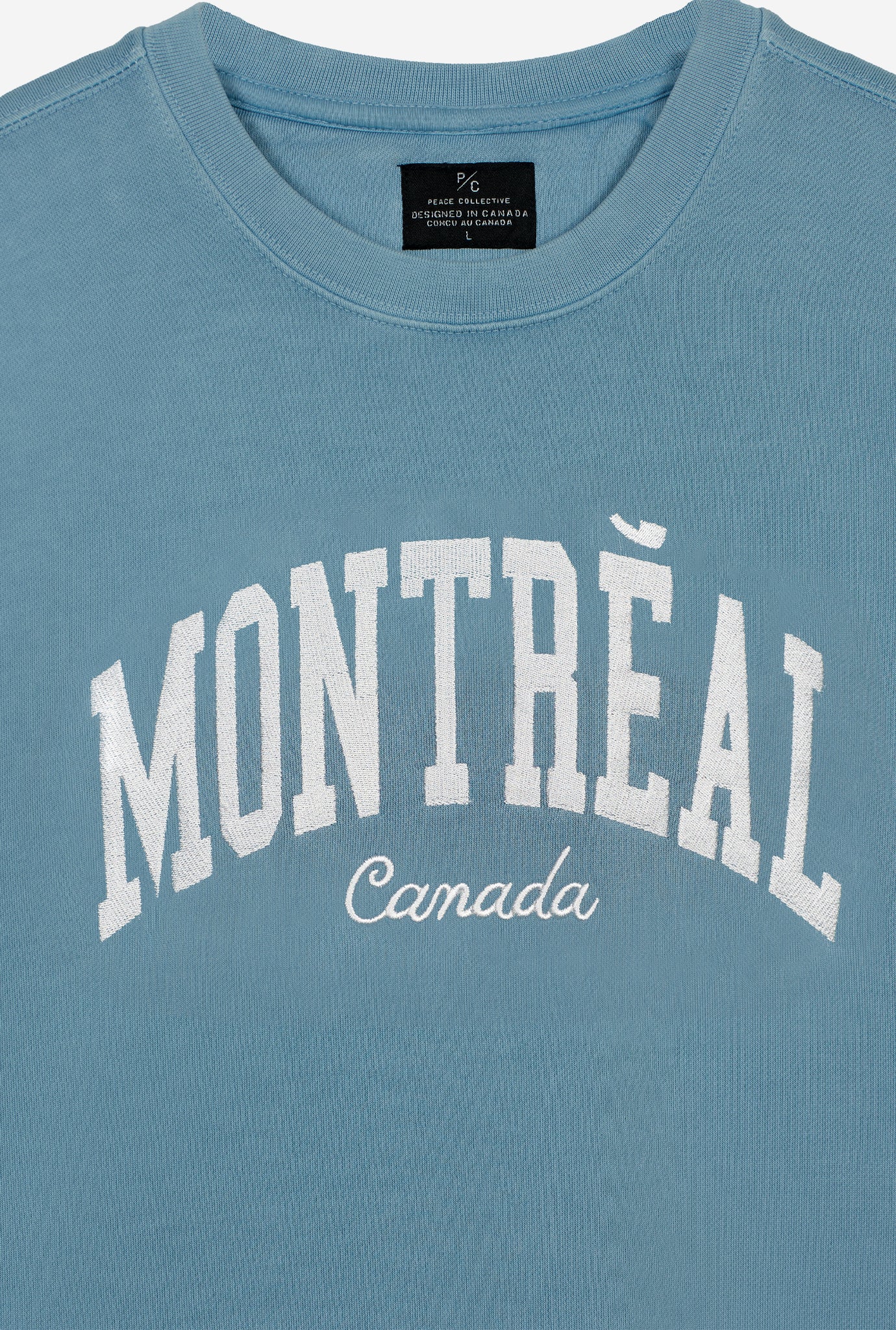 Montreal Tourist Pigment Dye Crewneck - Slate Blue