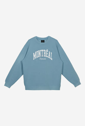 Montreal Tourist Pigment Dye Crewneck - Slate Blue