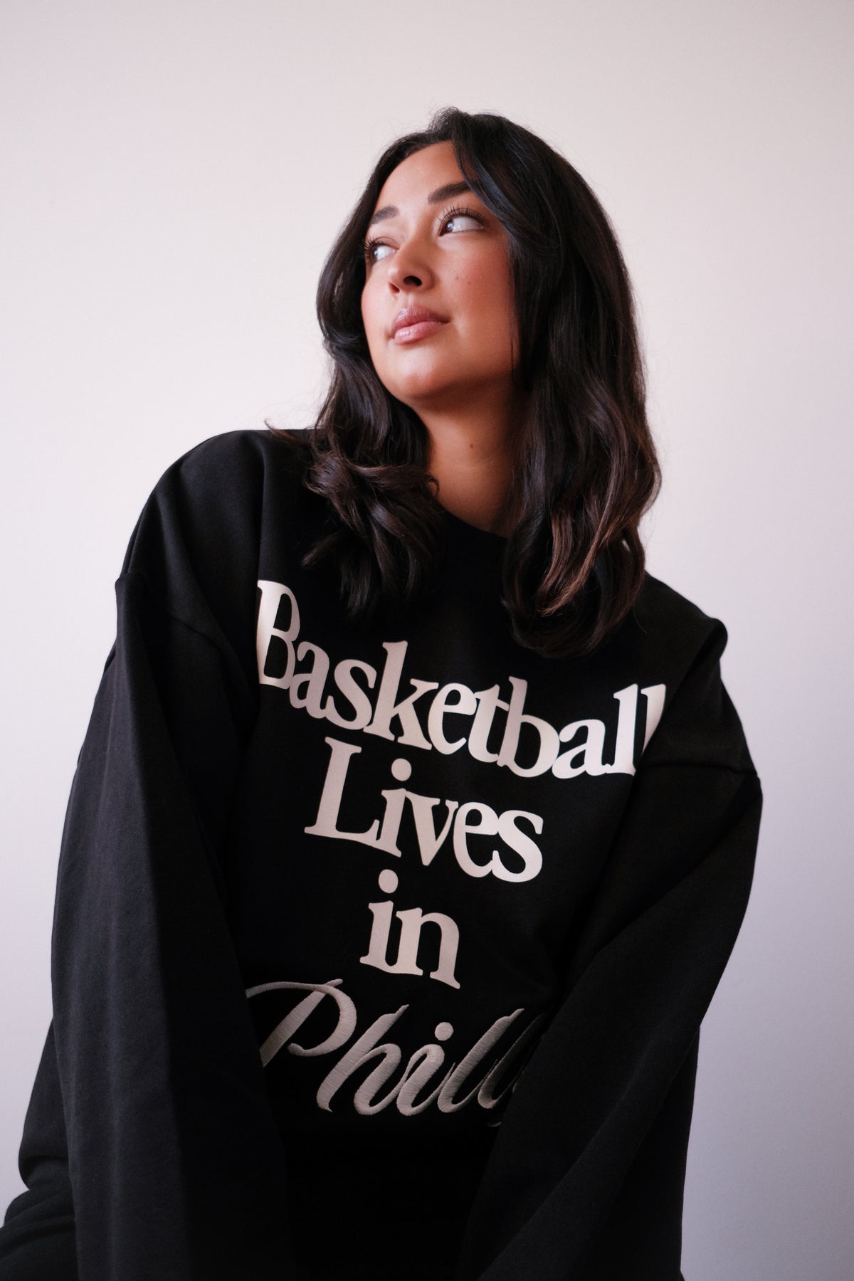 Basketball Lives in Philly Super Heavy Crewneck - Off Black