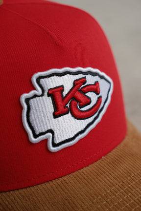 Kansas City Chiefs Front Door Red 9FORTY A-Frame Wheat Corduroy