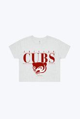 Chicago Cubs Throwback Cropped T-Shirt - Ash