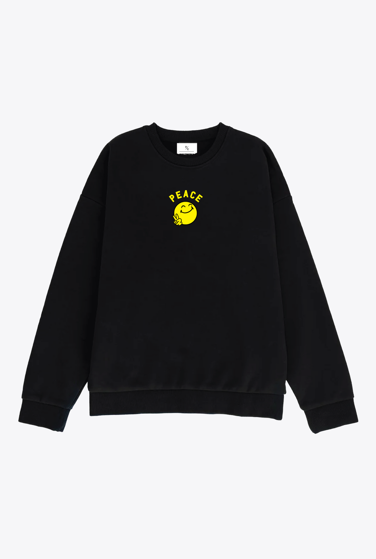 P/C x SmileyWorld "Smile for Peace" Heavyweight Crewneck - Black