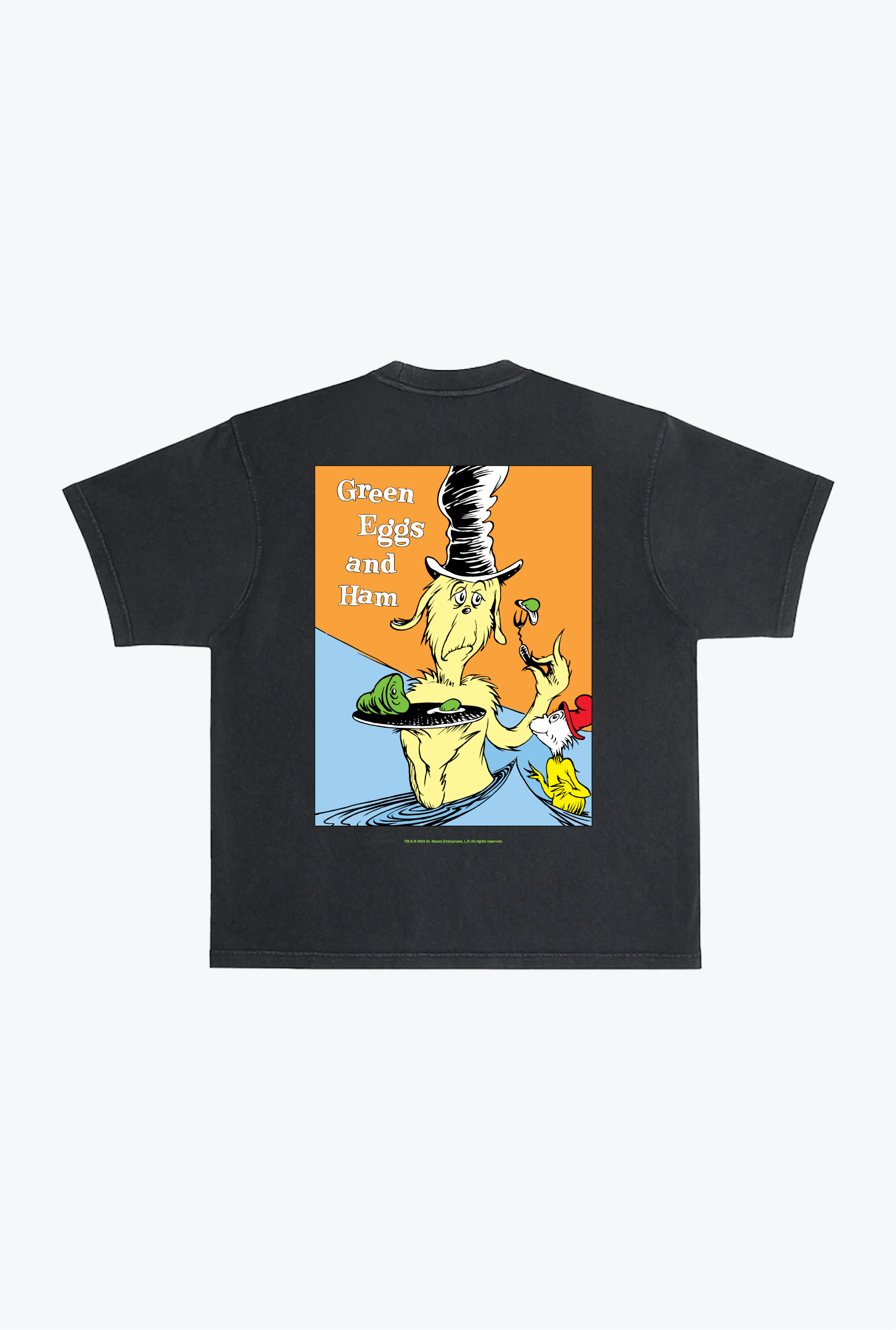 Green Eggs and Ham Quote T-Shirt - Pigment Dye Black