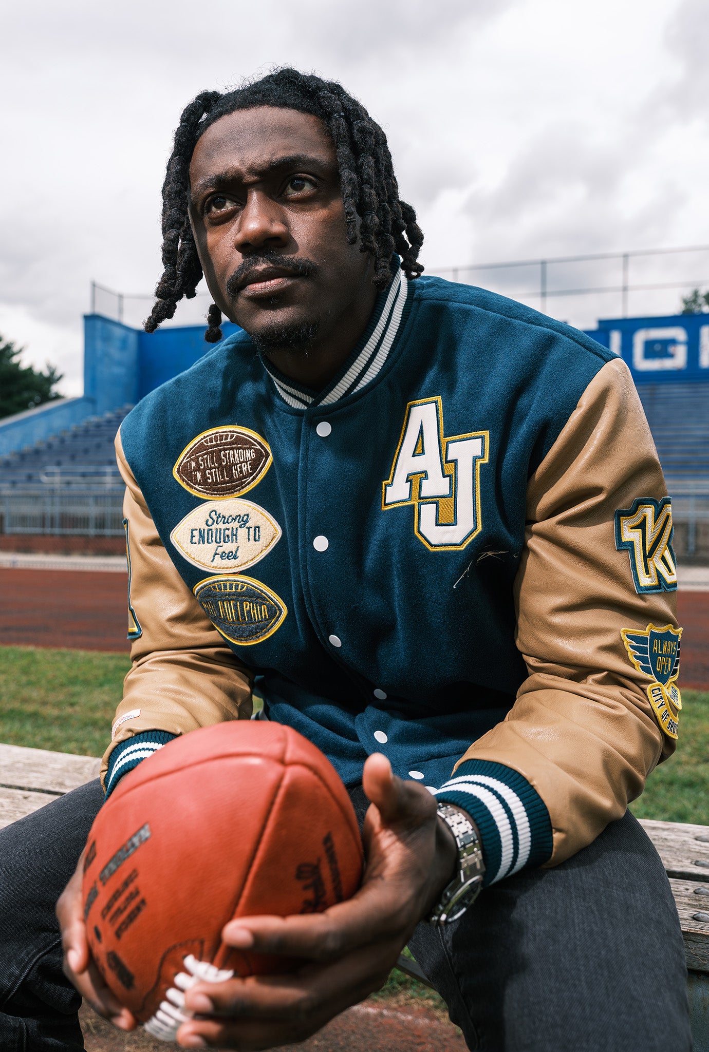 P/C x AJ Brown Varsity Jacket - Green