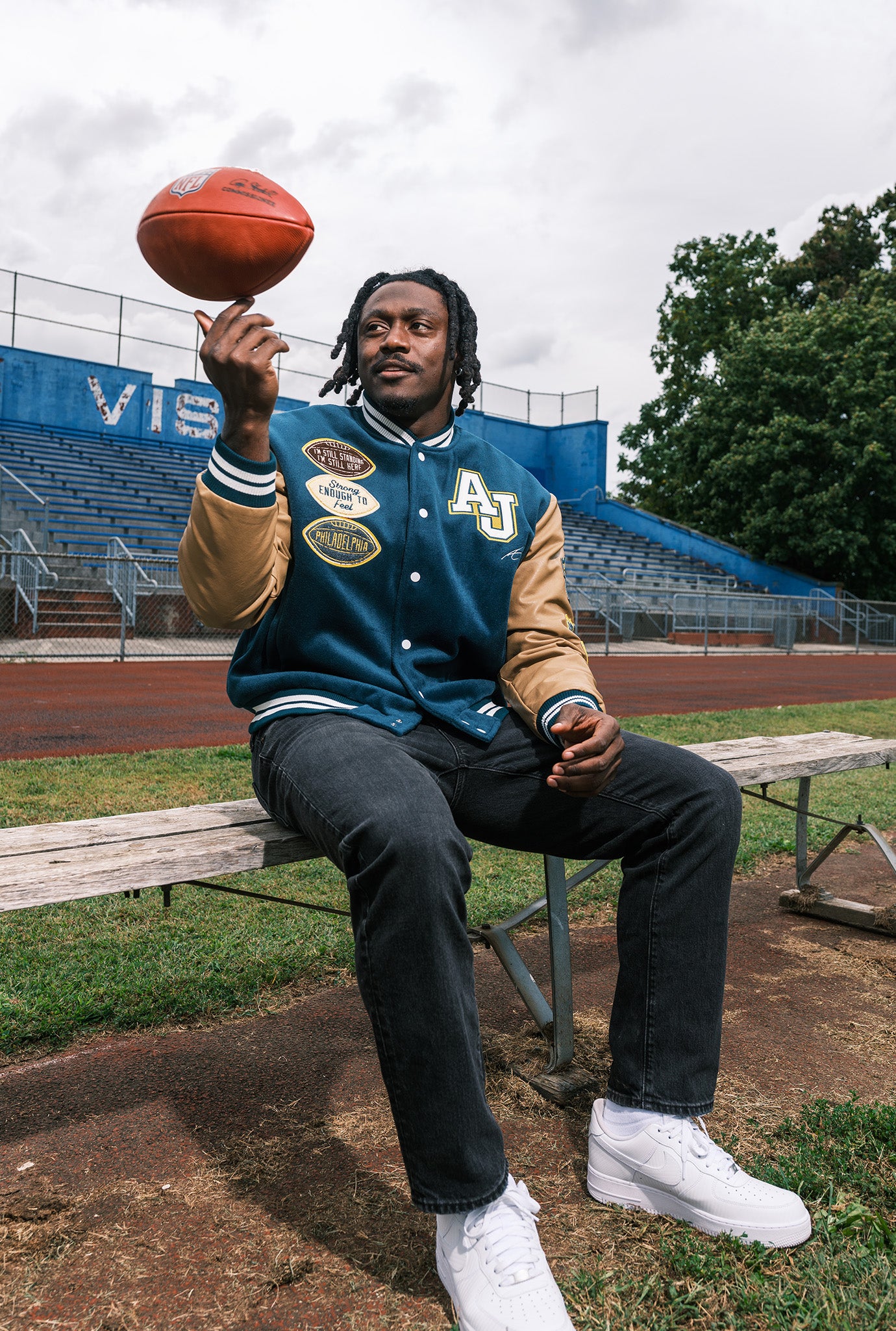 P/C x AJ Brown Varsity Jacket - Green