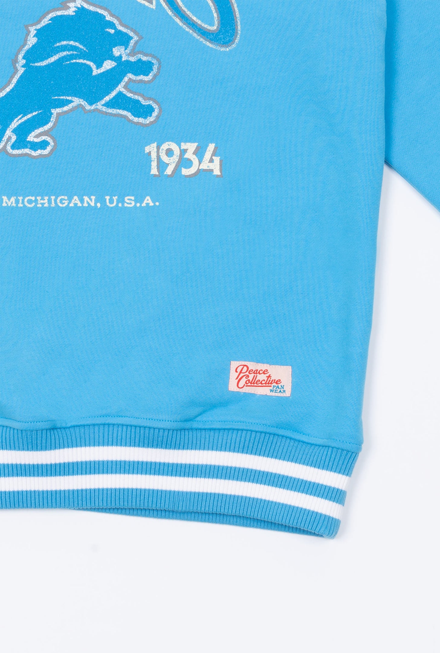 Detroit Lions Vintage Striped Heavyweight Crewneck - Baby Blue