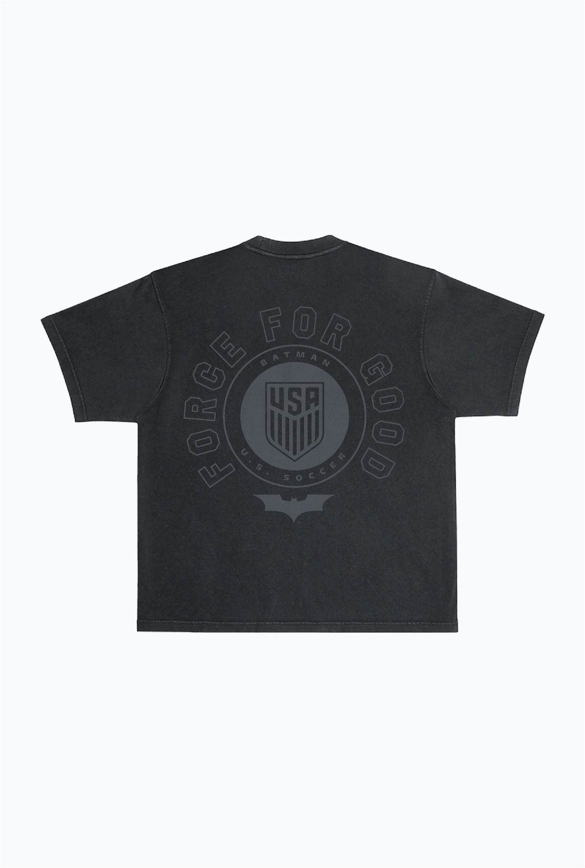 US Soccer x DC Comics Batman T-Shirt, stückgefärbt, schweres Material – Schwarz