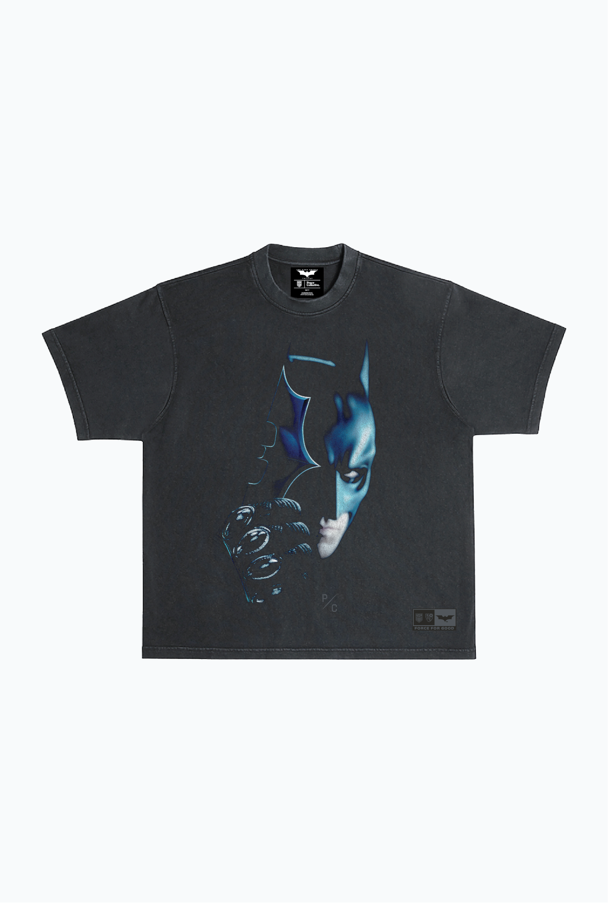 US Soccer x DC Comics Batman T-Shirt, stückgefärbt, schweres Material – Schwarz