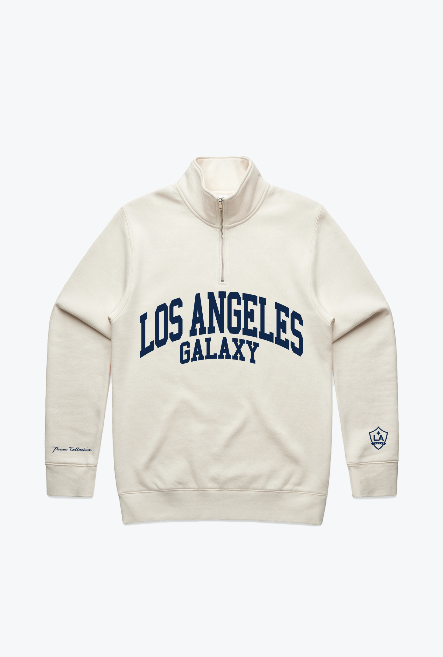 Sweat-shirt à fermeture éclair à 1/4 de tour Los Angeles Galaxy Collegiate - Ivoire