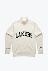 Los Angeles Lakers Collegiate Quarter Zip - Ivory