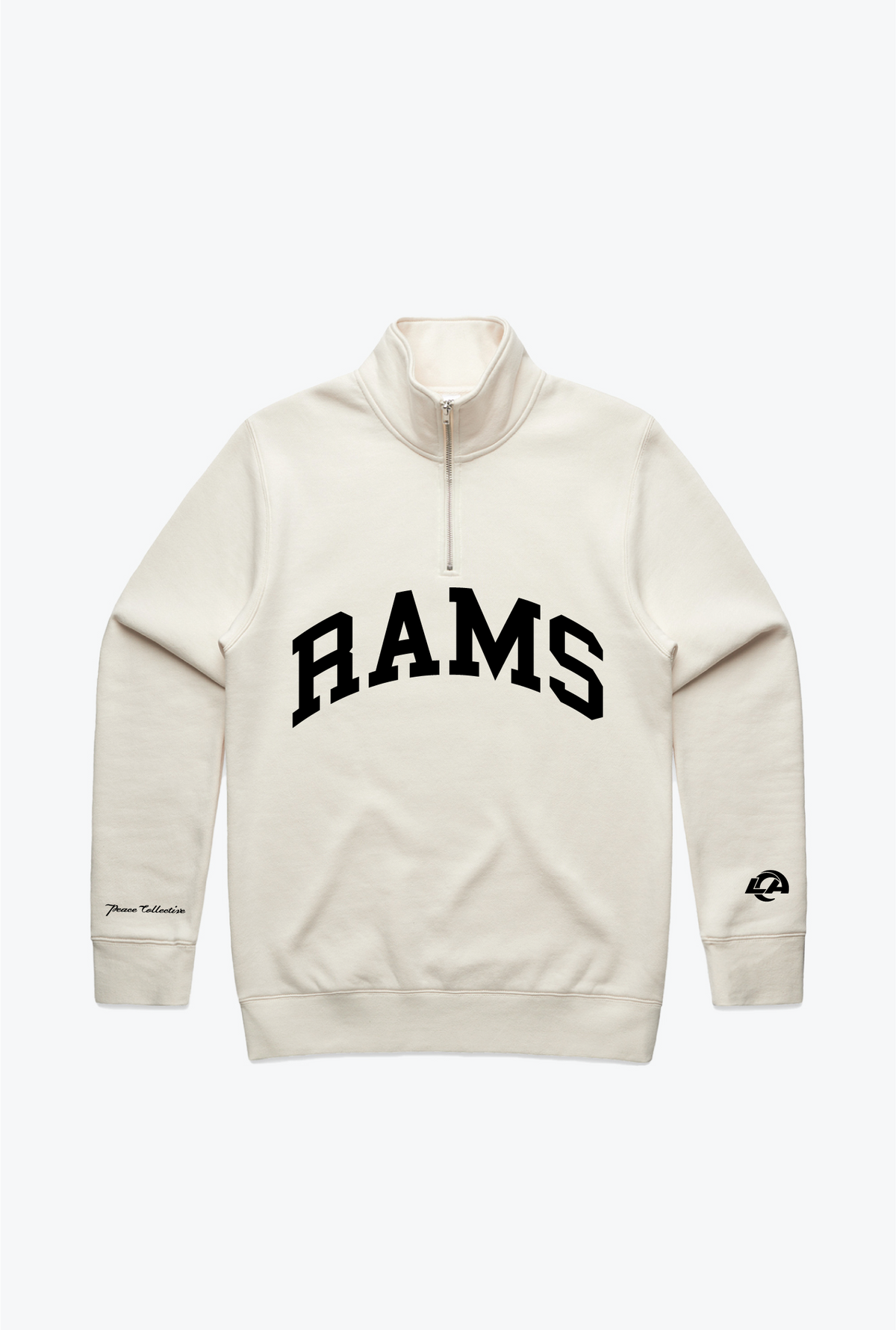 Sweat-shirt à capuche universitaire Los Angeles Rams à fermeture éclair - Ivoire