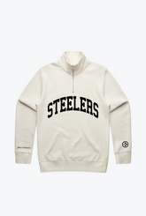 Pittsburgh Steelers Collegiate Quarter Zip - Ivory