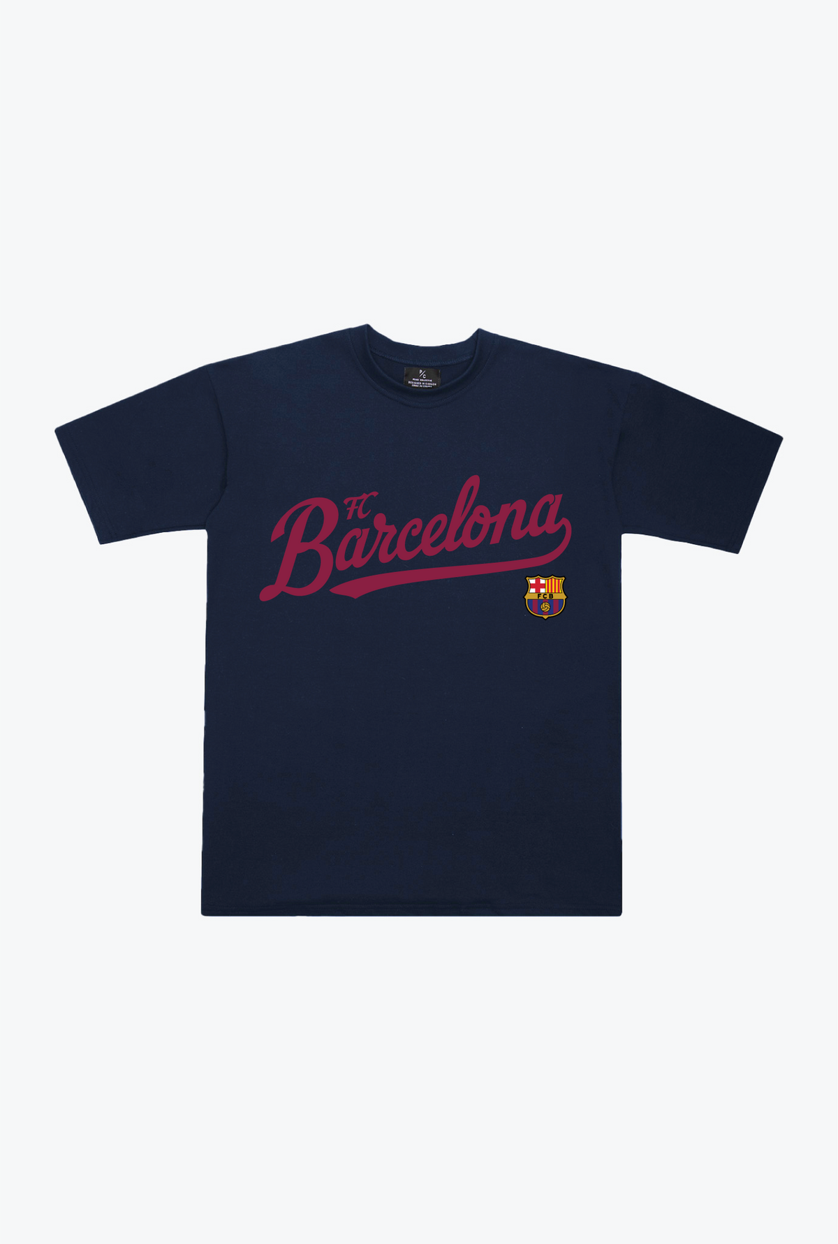 FC Barcelona Script Heavyweight T-Shirt - Navy