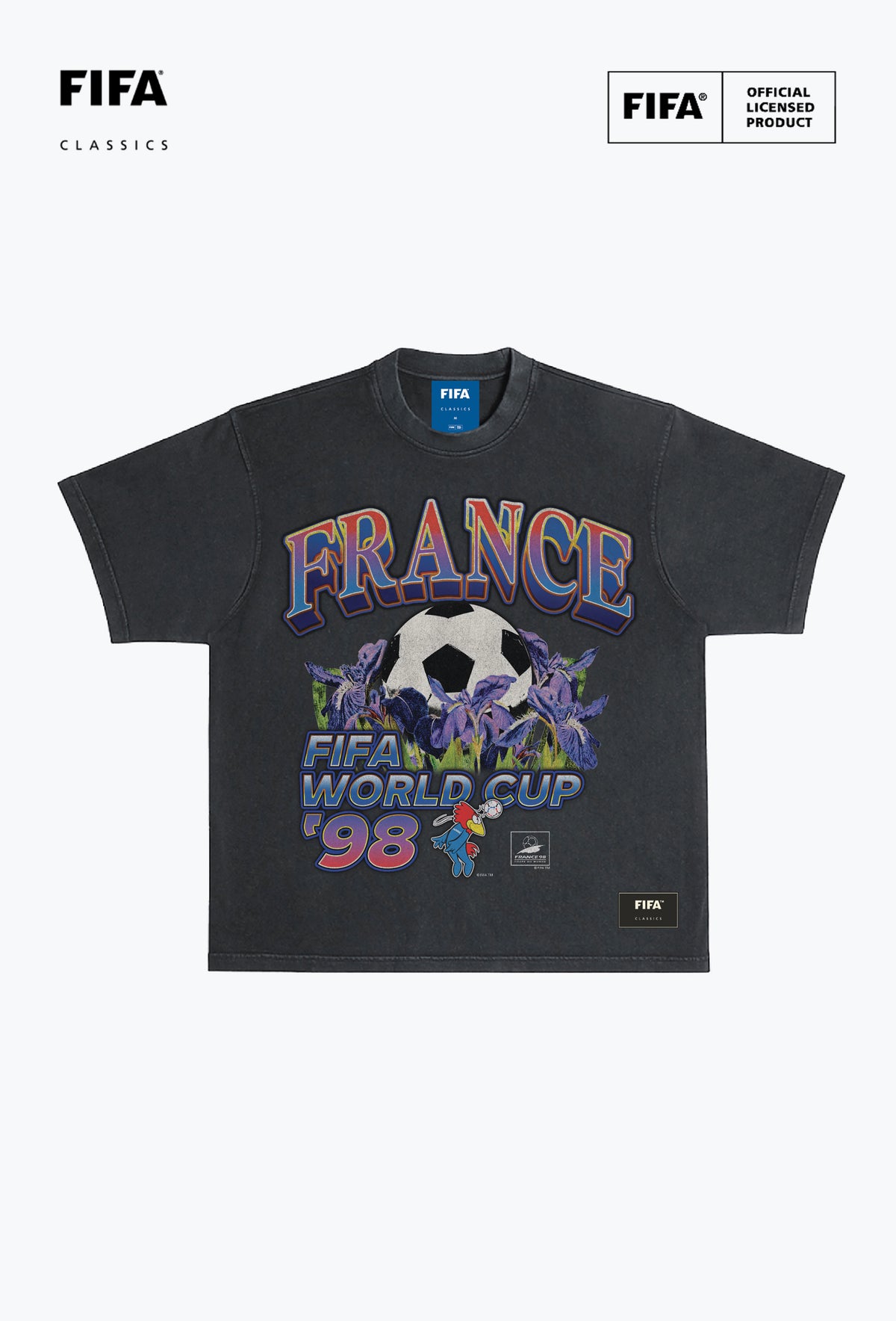 FIFA World Cup 1998™ France Photorealistic Heavyweight Garment Dyed T-Shirt - Black