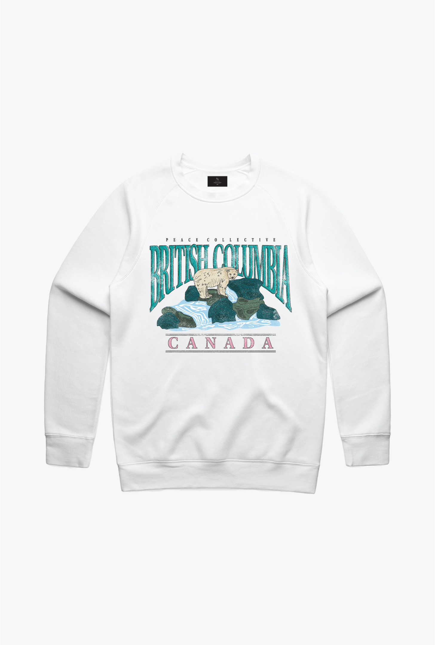 British Columbia Spirit Bear Vintage Crewneck - White