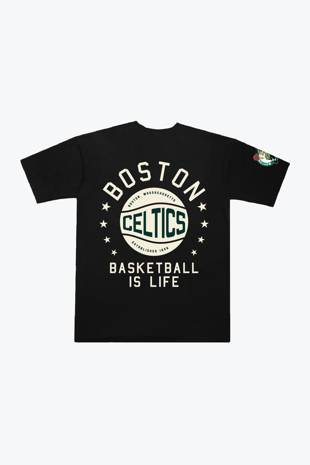 Boston Celtics Stadium Varsity Heavyweight T-Shirt - Black