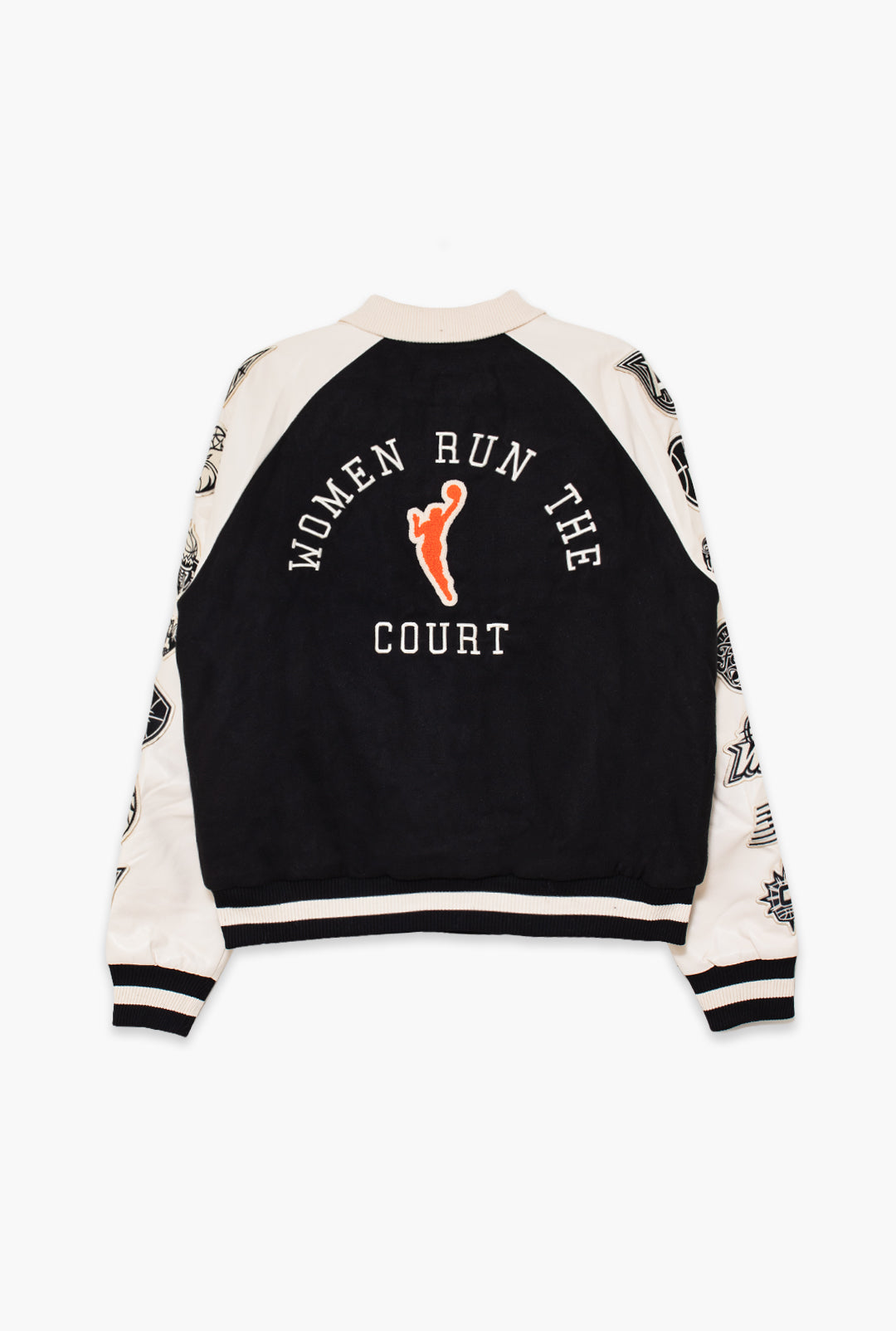 Veste universitaire courte pour femmes de la WNBA League - Ivoire / Noir