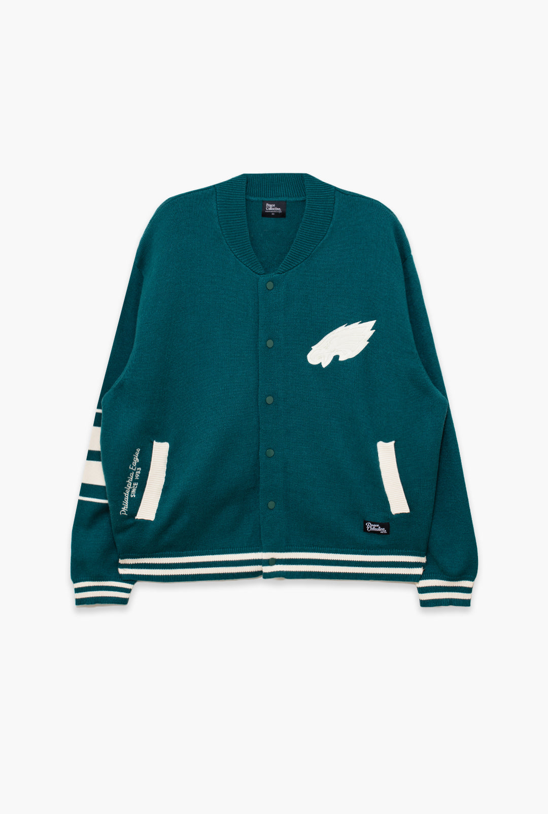Philadelphia Eagles Fanleisure Knit Varsity Jacket - Midnight Green