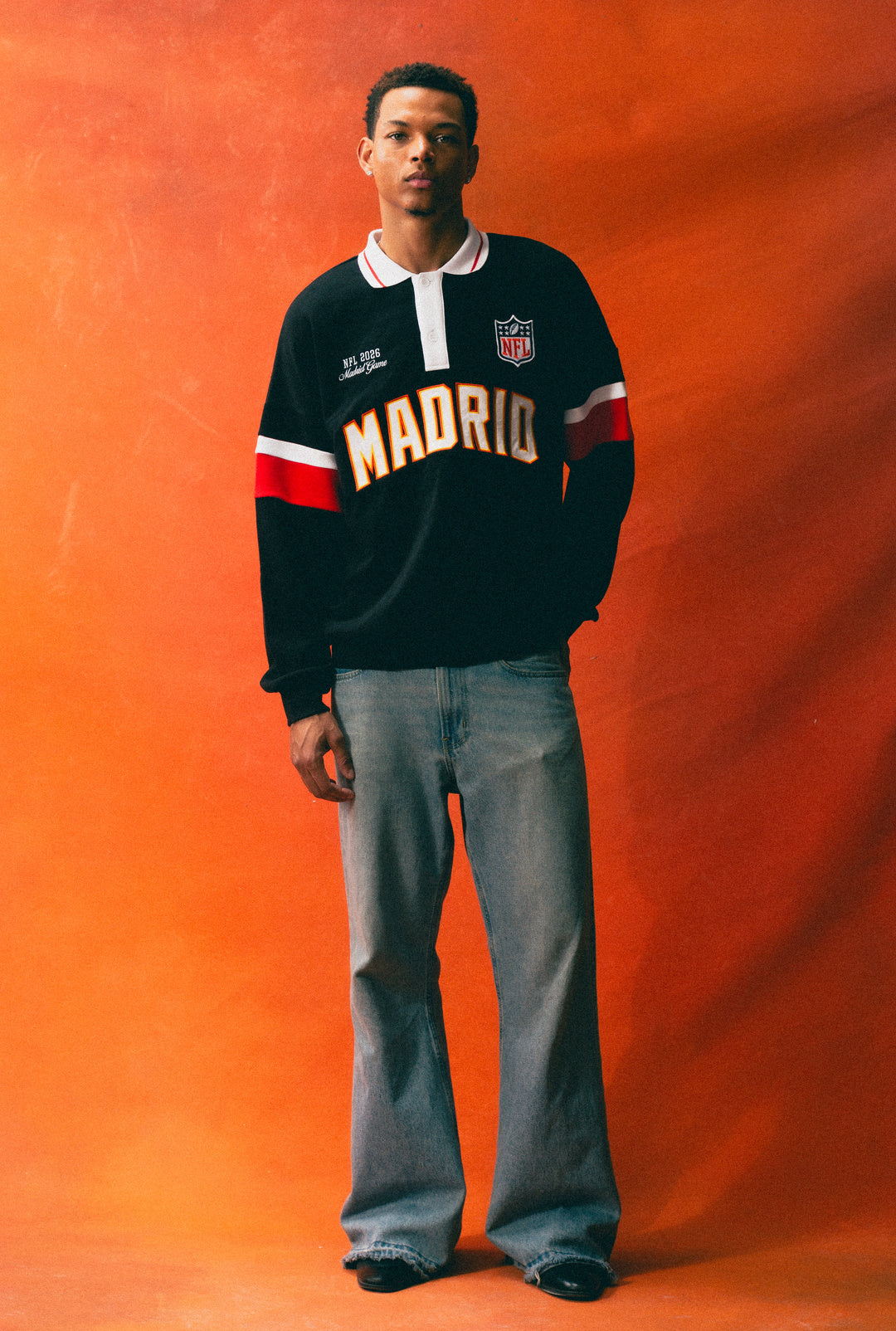 NFL Madrid Oversized Rugby - Black / Red