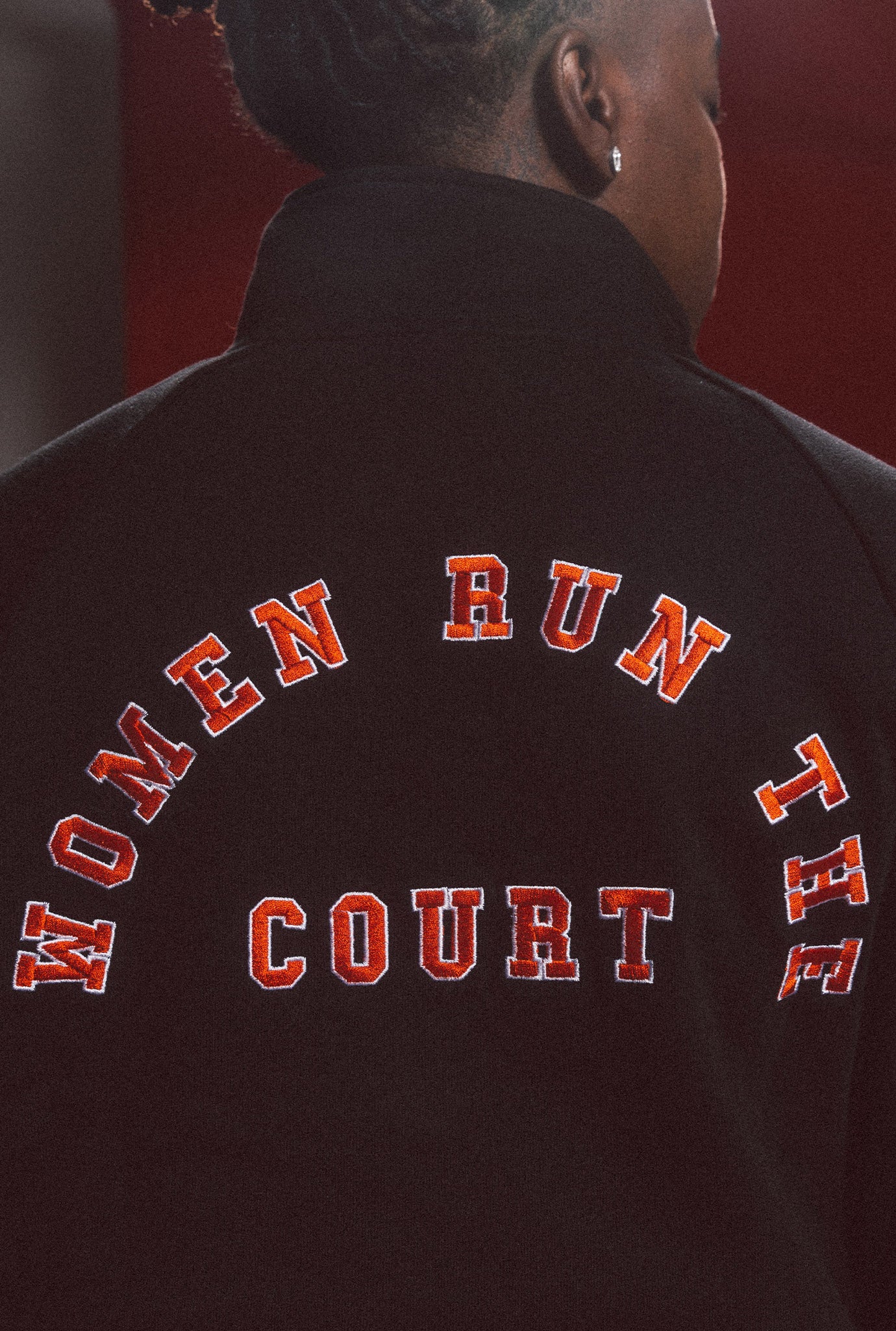 WNBA Striped Half Zip - Black / Fire Orange