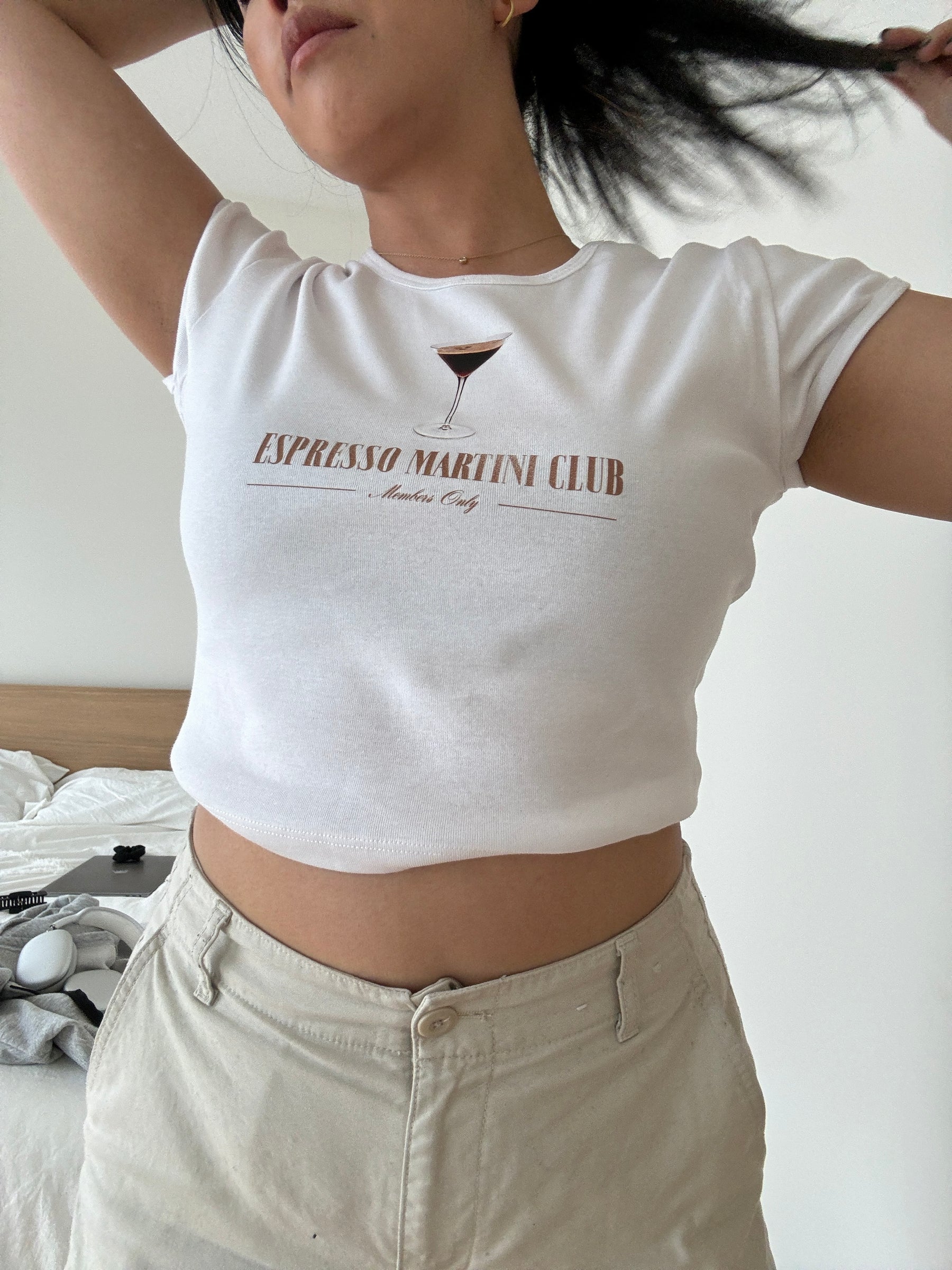 Espresso Martini Club Baby Tee - White