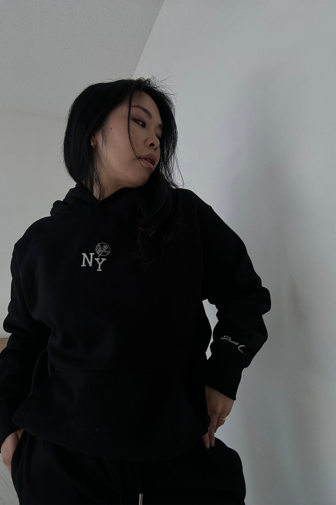 Sweat à capuche épais des Yankees de New York - Noir