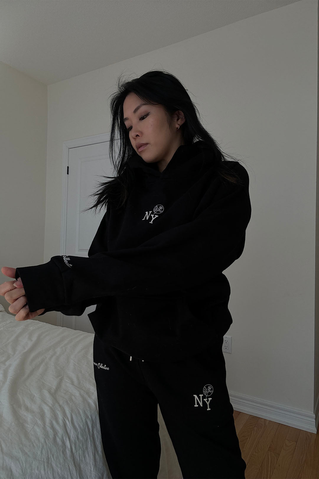 Sweat à capuche épais des Yankees de New York - Noir