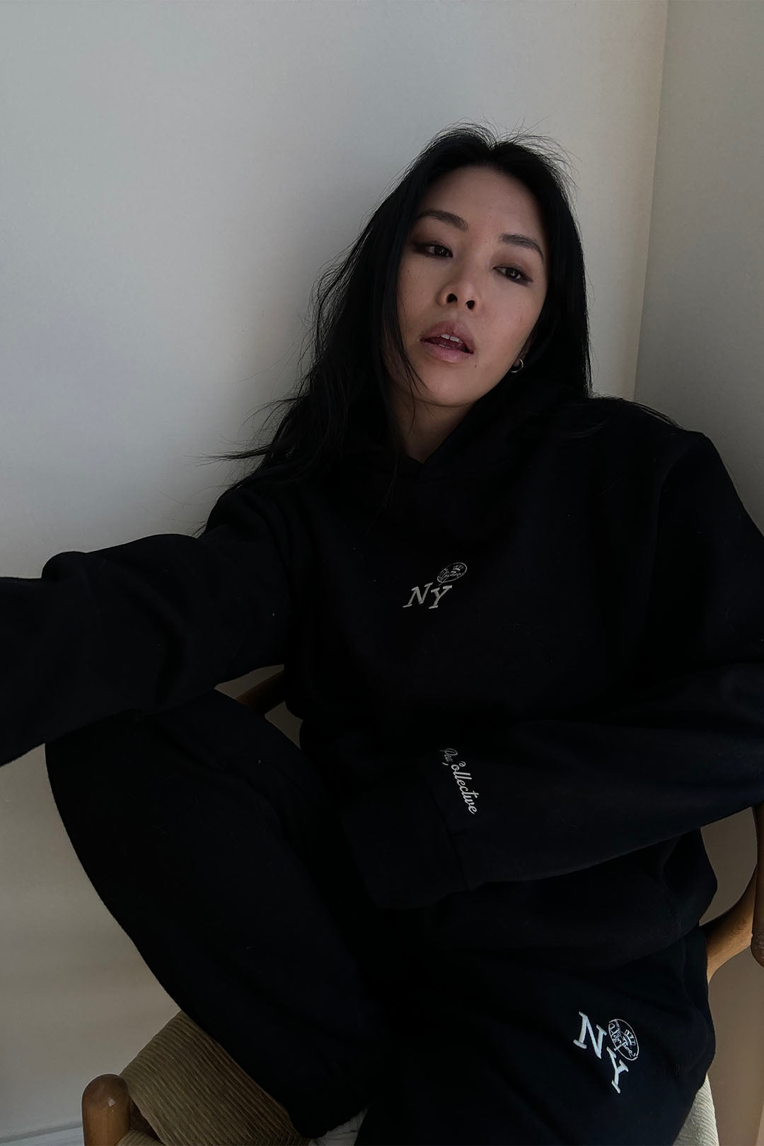 Sweat à capuche épais des Yankees de New York - Noir