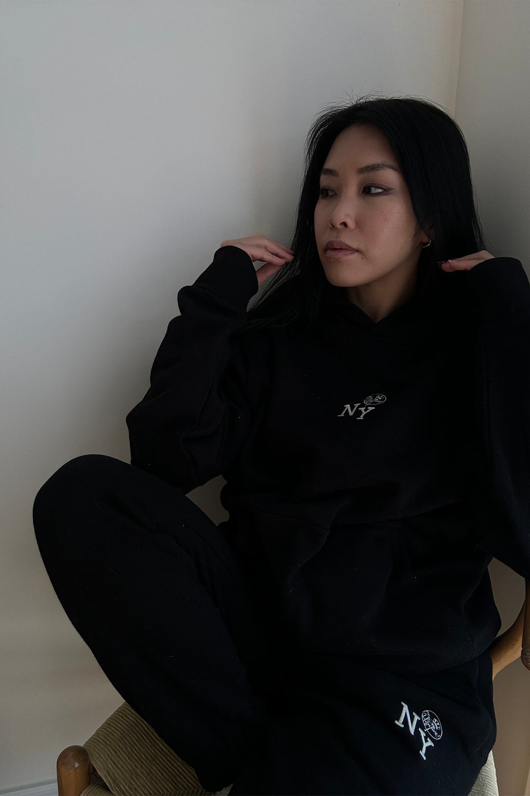 Sweat à capuche épais des Yankees de New York - Noir