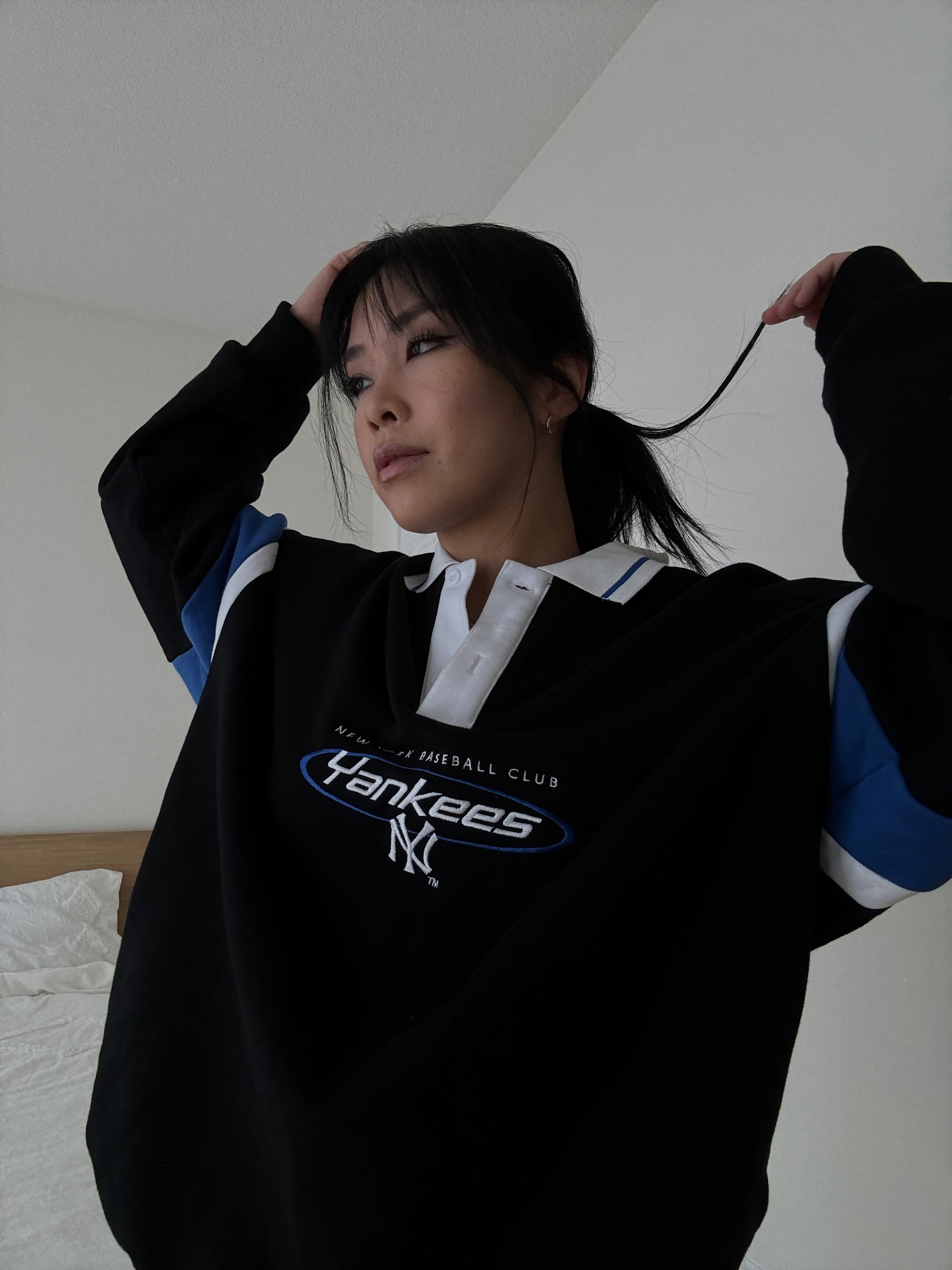 Maillot de rugby surdimensionné des Yankees de New York - Noir