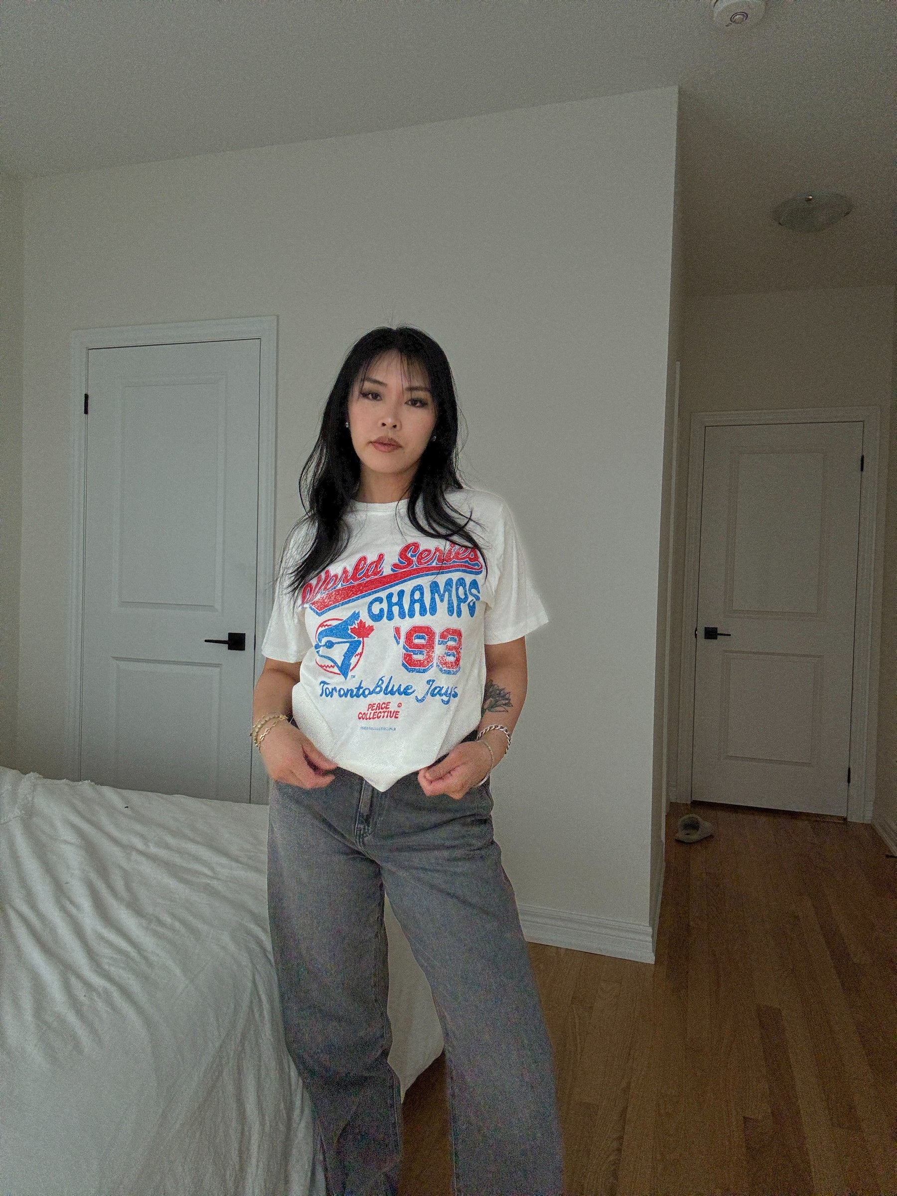 T-shirt des champions de la Série mondiale 1993 des Blue Jays de Toronto - Ivoire