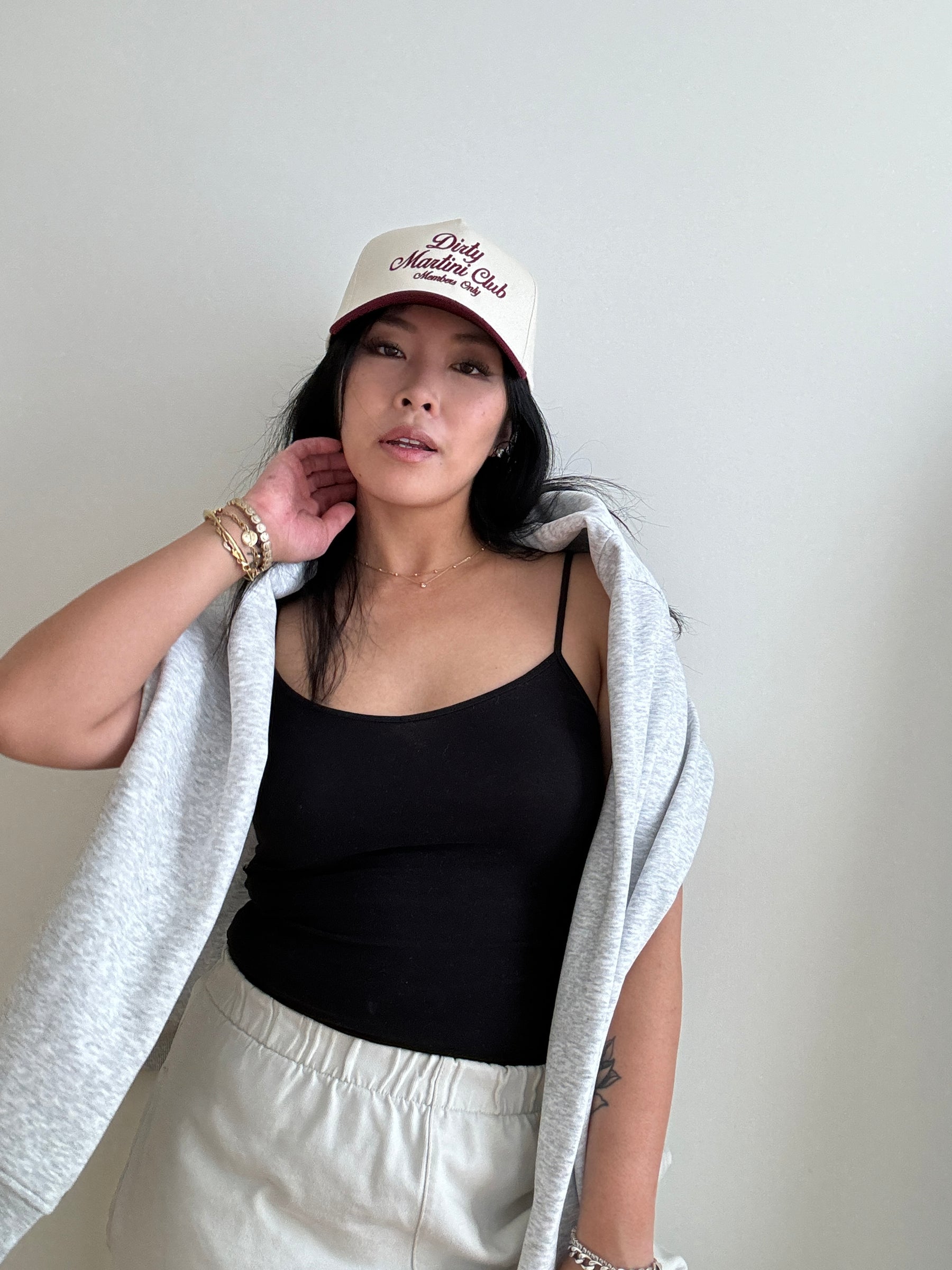 Dirty Martini Club A-Frame Cap - Maroon / Ivory