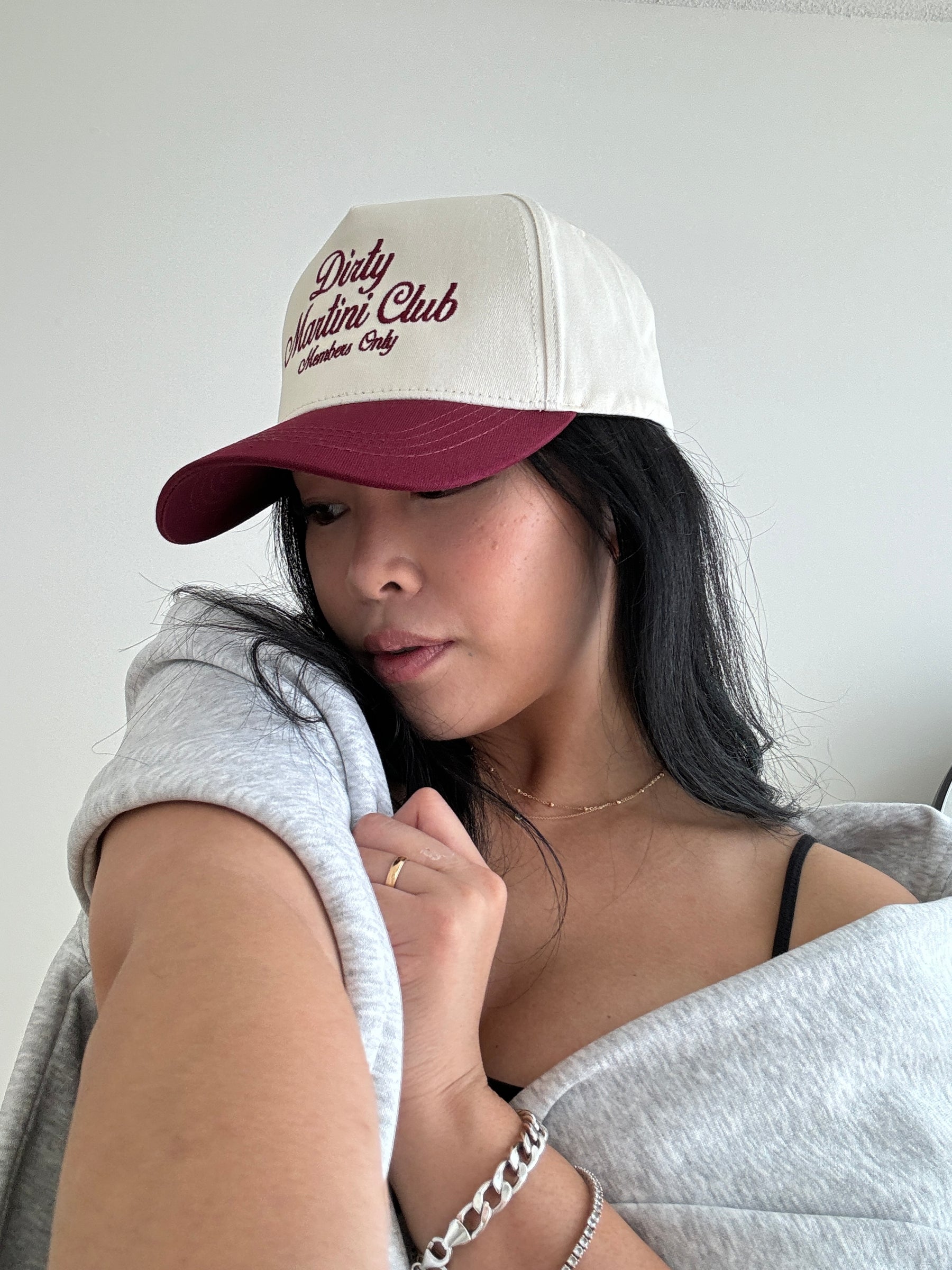 Dirty Martini Club A-Frame Cap - Maroon / Ivory