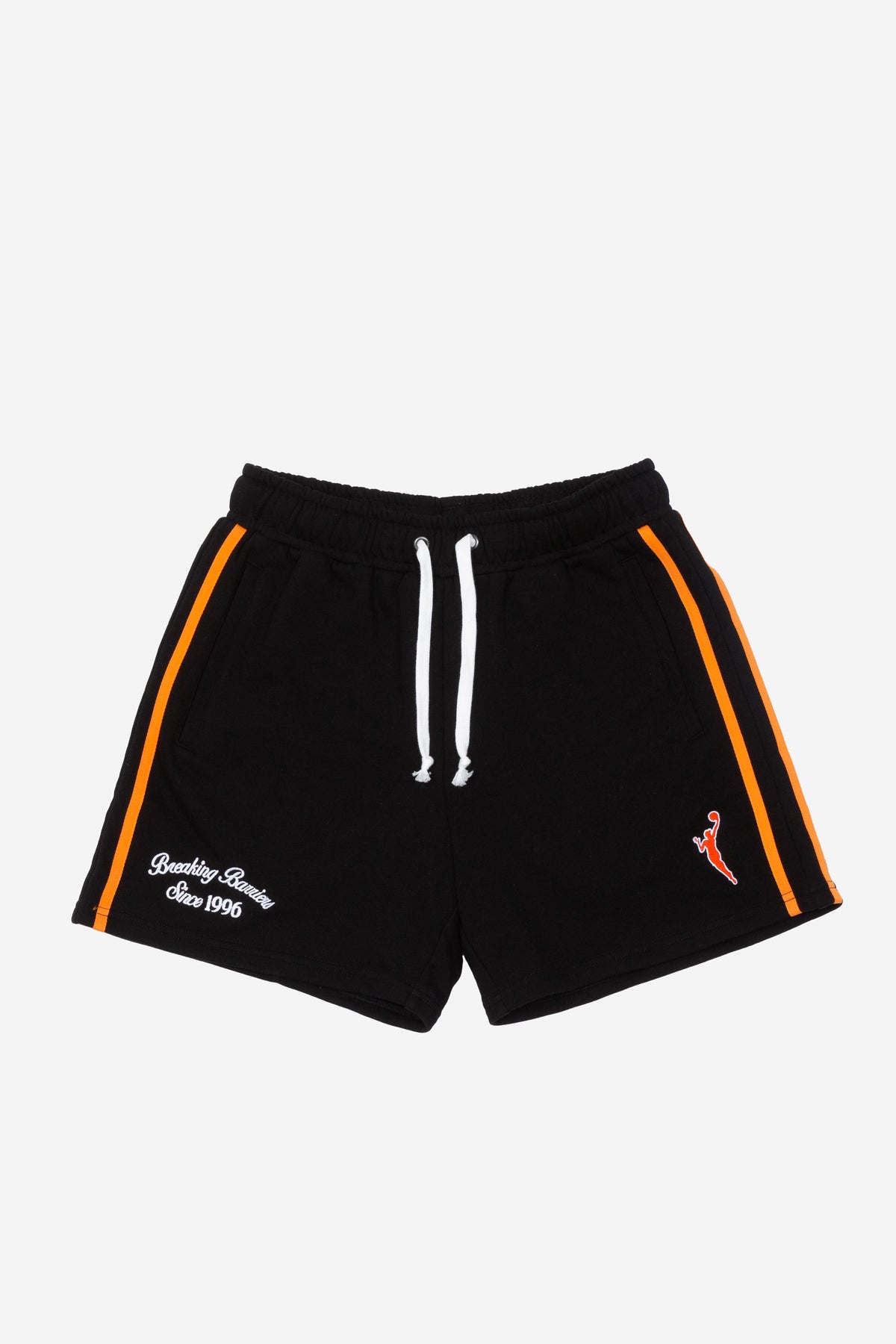 WNBA Striped Fleece Shorts - Black / Fire Orange
