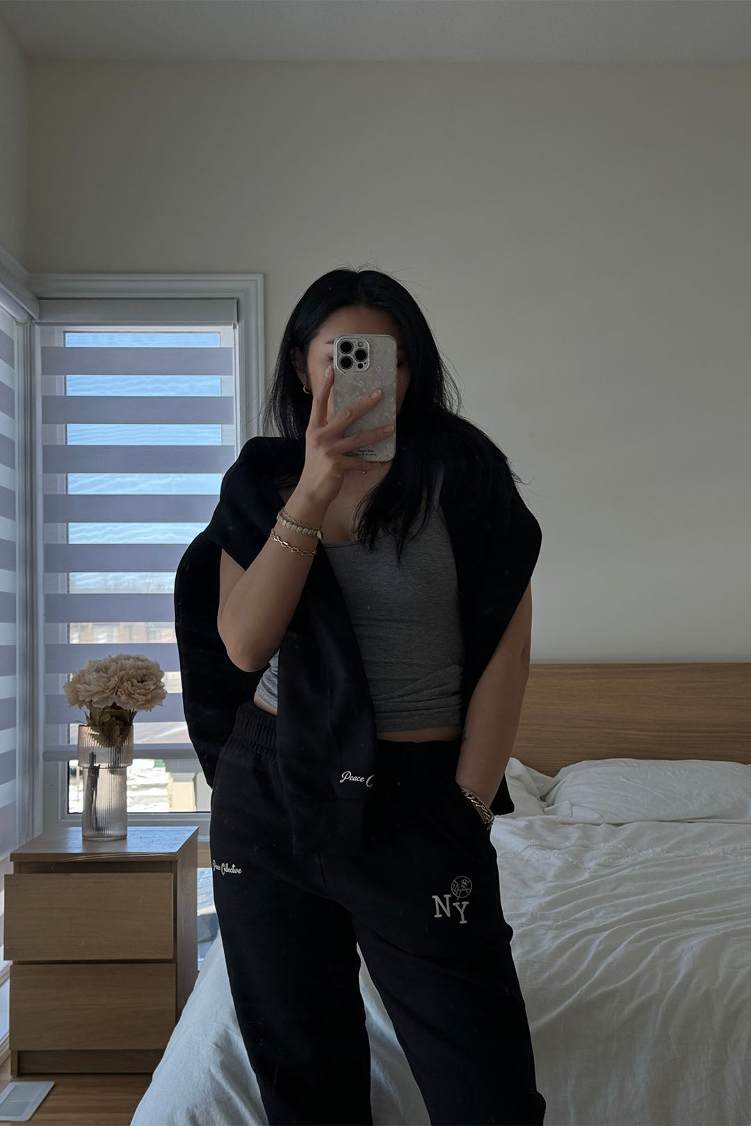 Sweat à capuche épais des Yankees de New York - Noir
