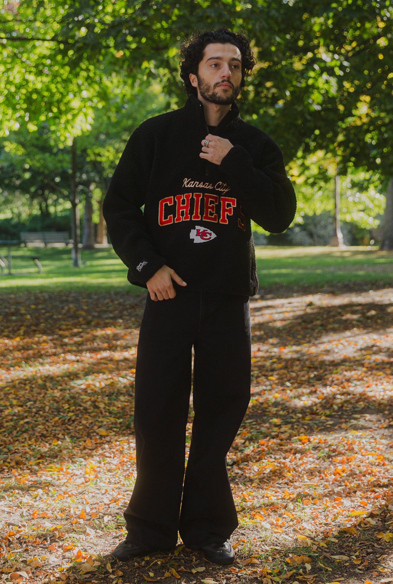 Kansas City Chiefs High Pile Quarter Zip - Black