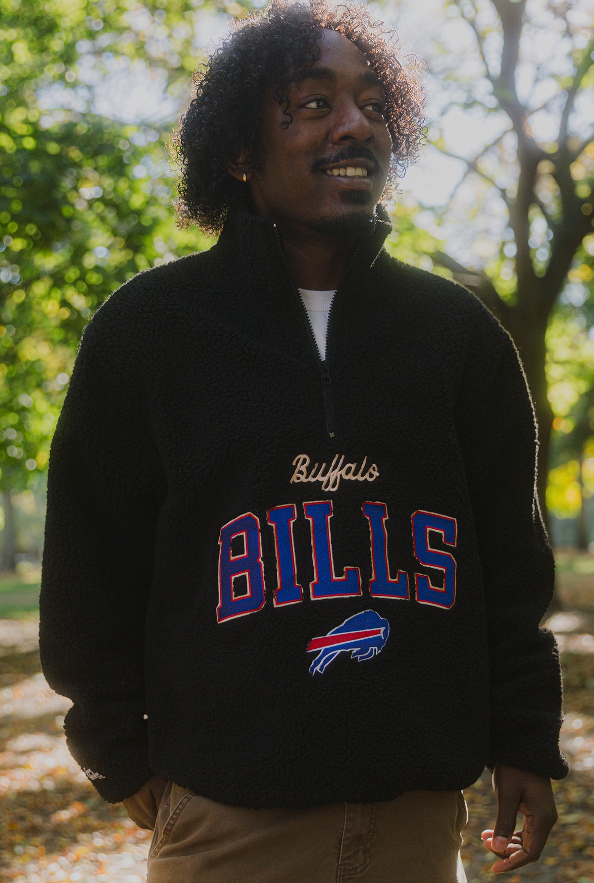 Buffalo Bills High Pile Quarter Zip - Black
