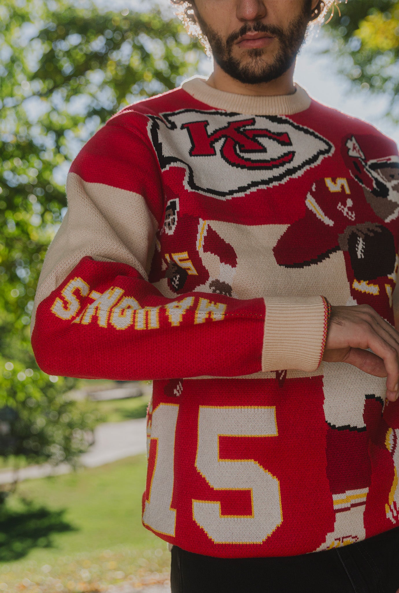 Patrick Mahomes Knit Sweater - Ivory / Red