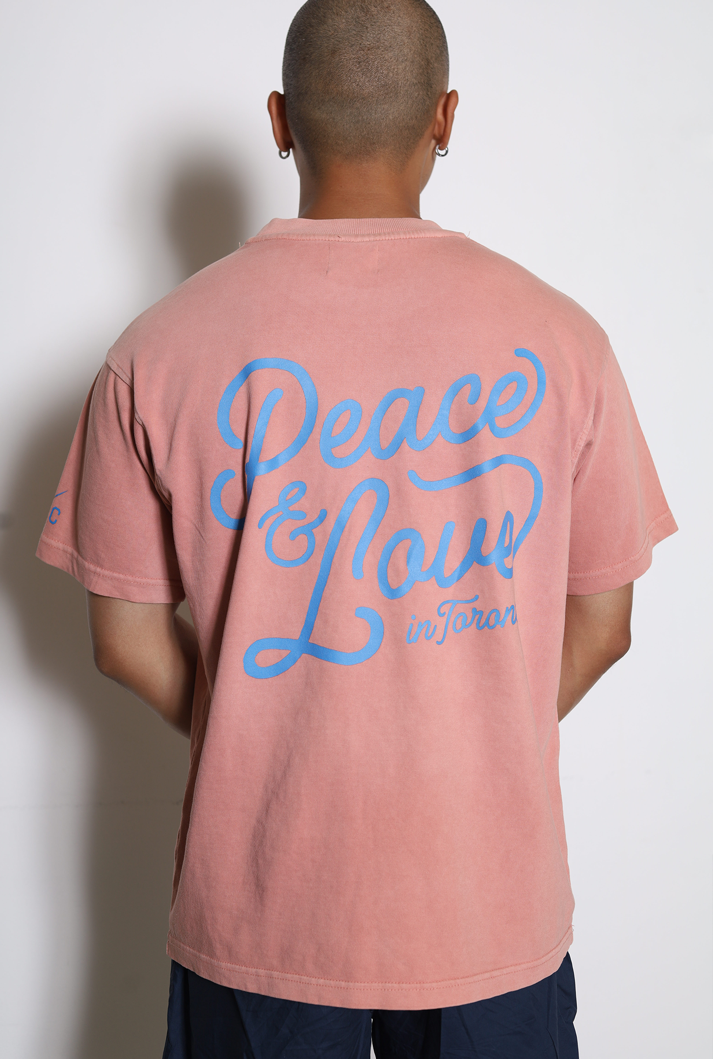 "Peace and Love" Script Heavyweight T-Shirt - Salmon