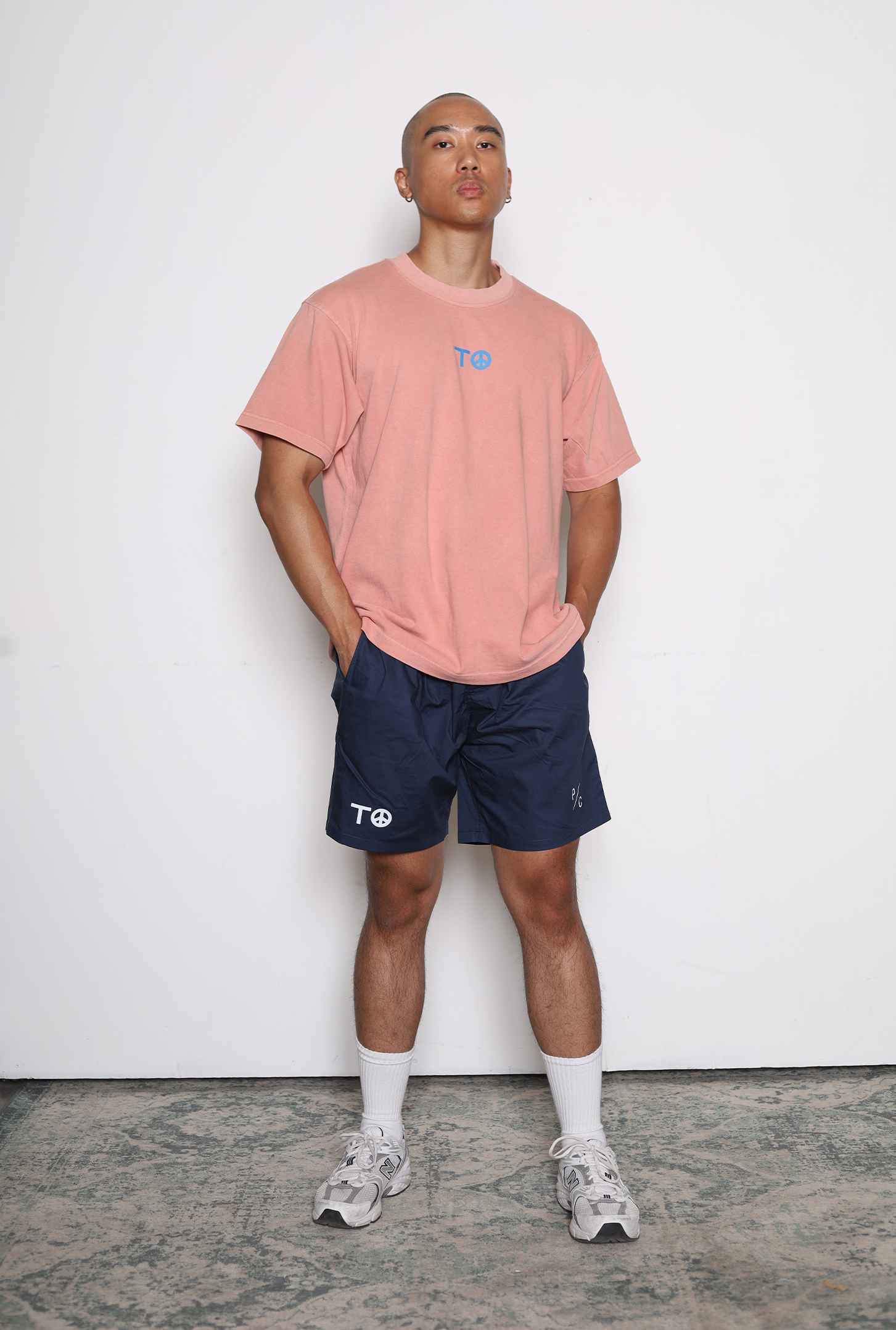 "Peace and Love" Script Heavyweight T-Shirt - Salmon