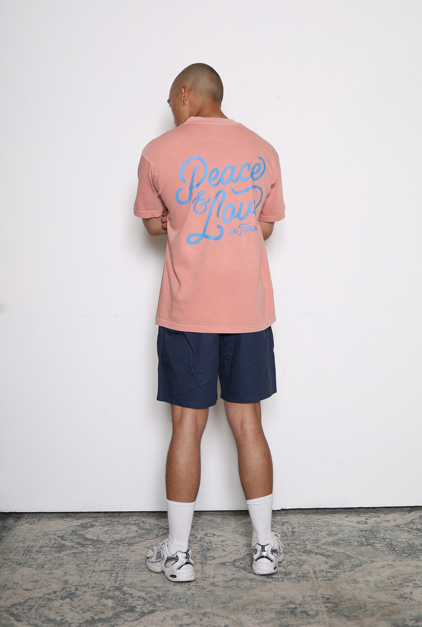 "Peace and Love" Script Heavyweight T-Shirt - Salmon