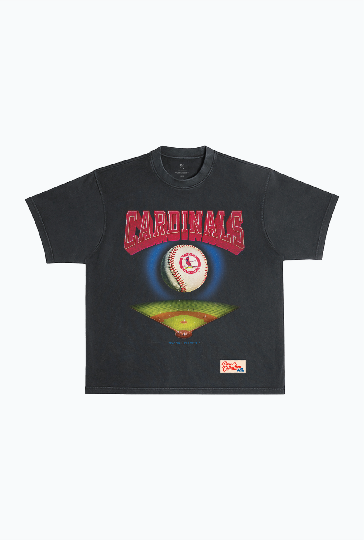 St. Louis Cardinals Field Heavyweight Garment Dyed T-Shirt - Black