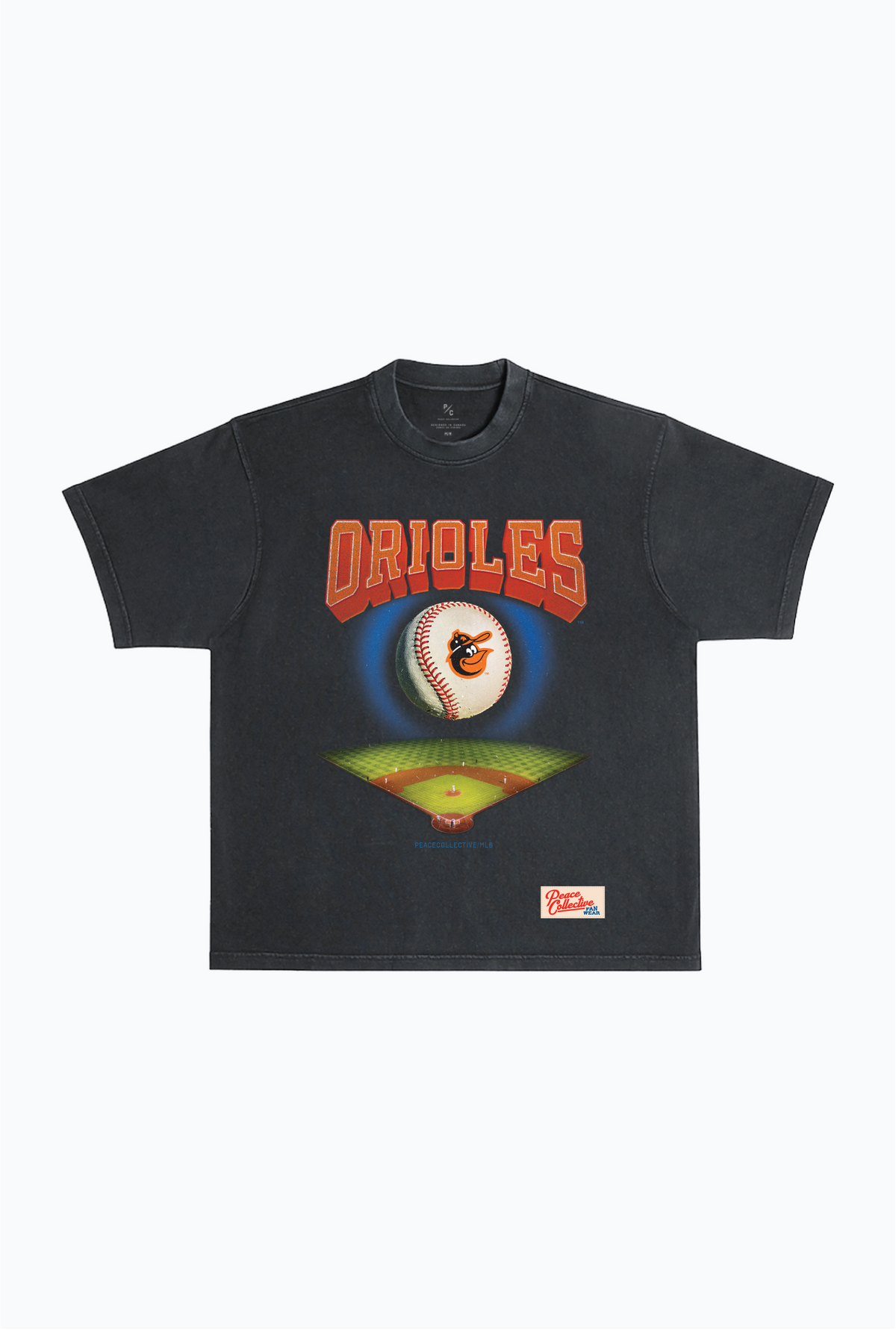 Baltimore Orioles Field Heavyweight Garment Dyed T-Shirt - Black