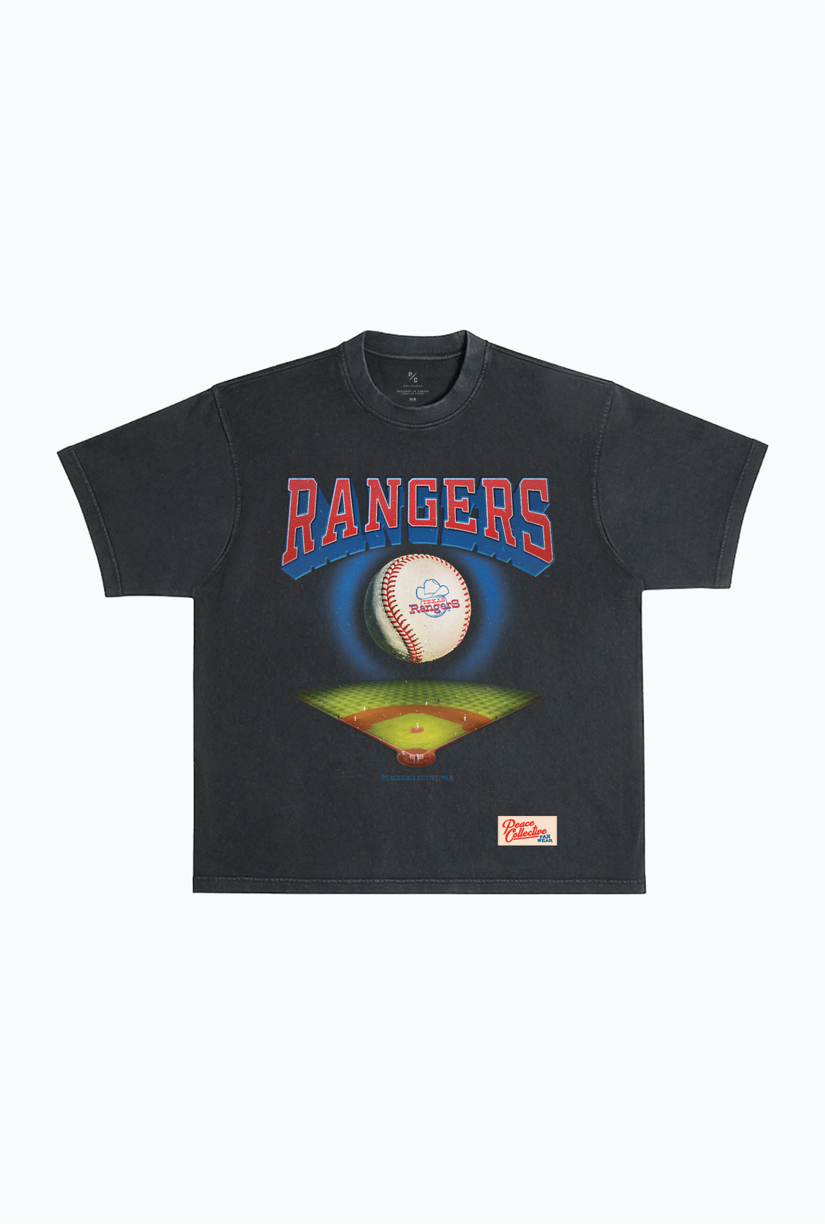Texas Rangers Field Heavyweight Garment Dyed T-Shirt - Black