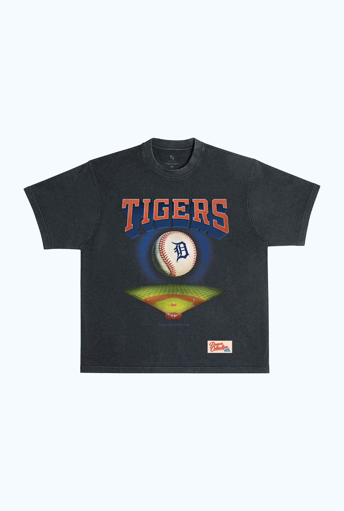 Detroit Tigers Field Heavyweight Garment Dyed T-Shirt - Black